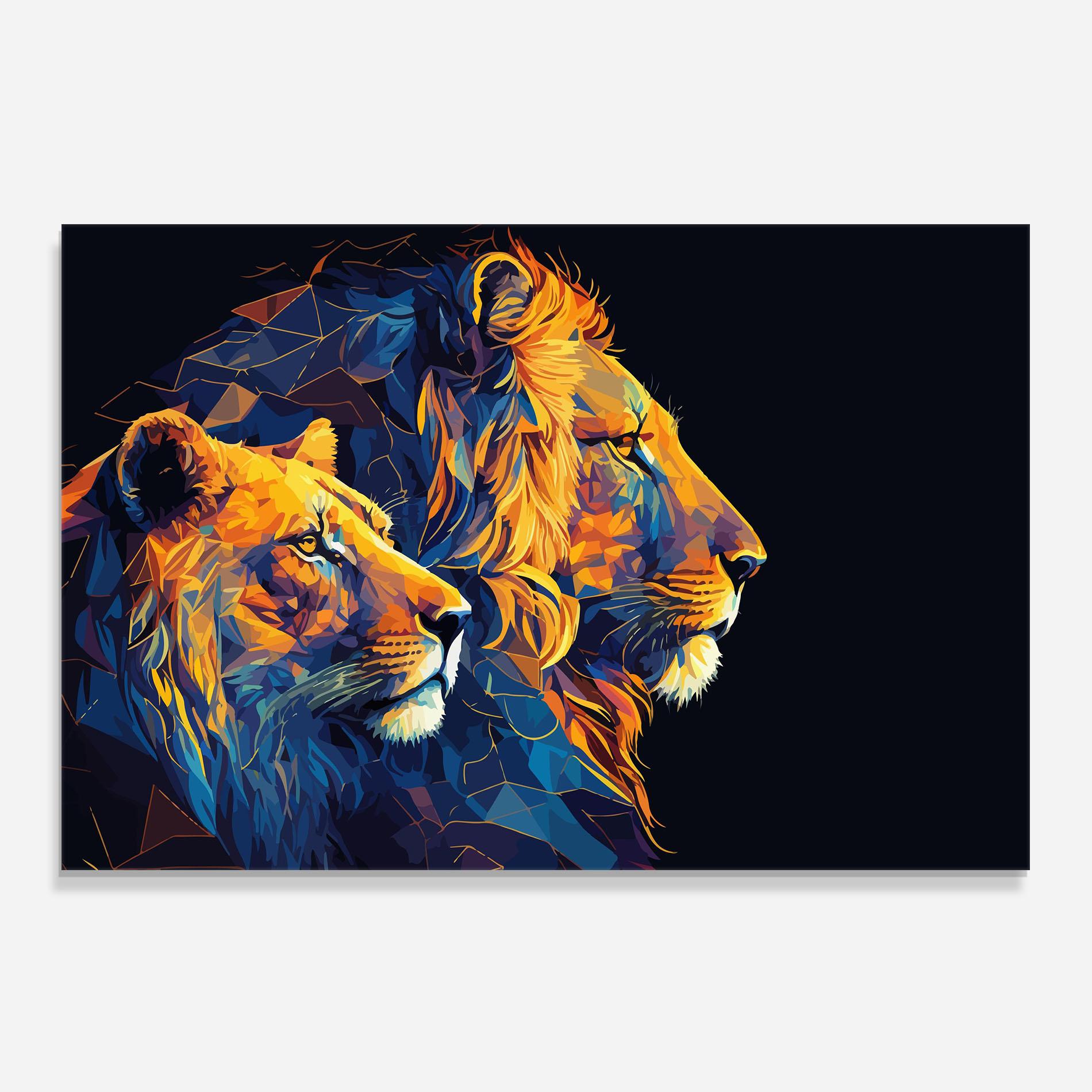 Стъклен панел за кухня Orange Blue Lion mockup 0