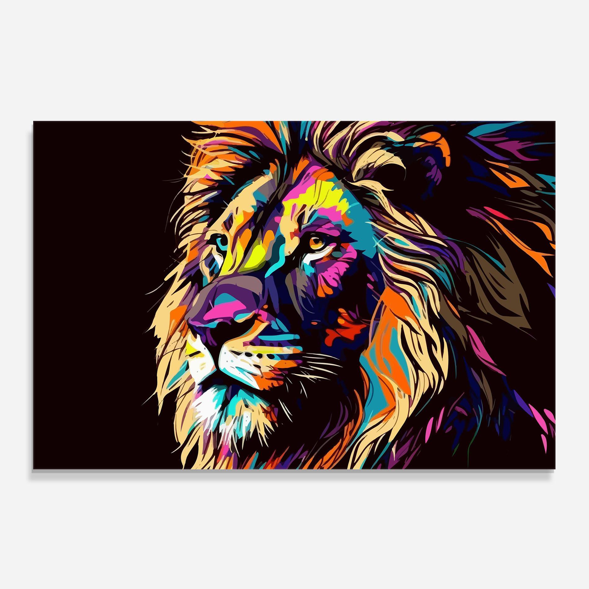 Стъклен панел за кухня Purple Orange Lion mockup 0