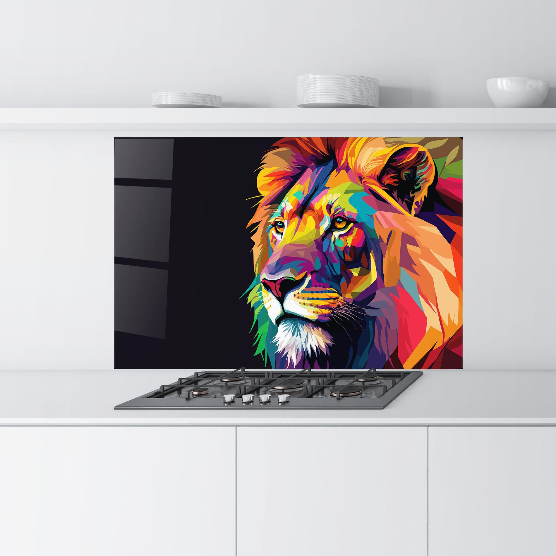Стъклен панел за кухня Colorful Lion mockup 9