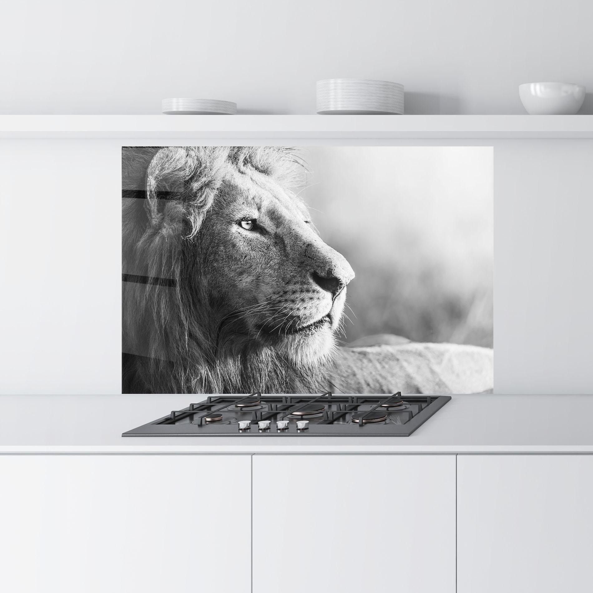 Стъклен панел за кухня Grey Lion Head mockup 9