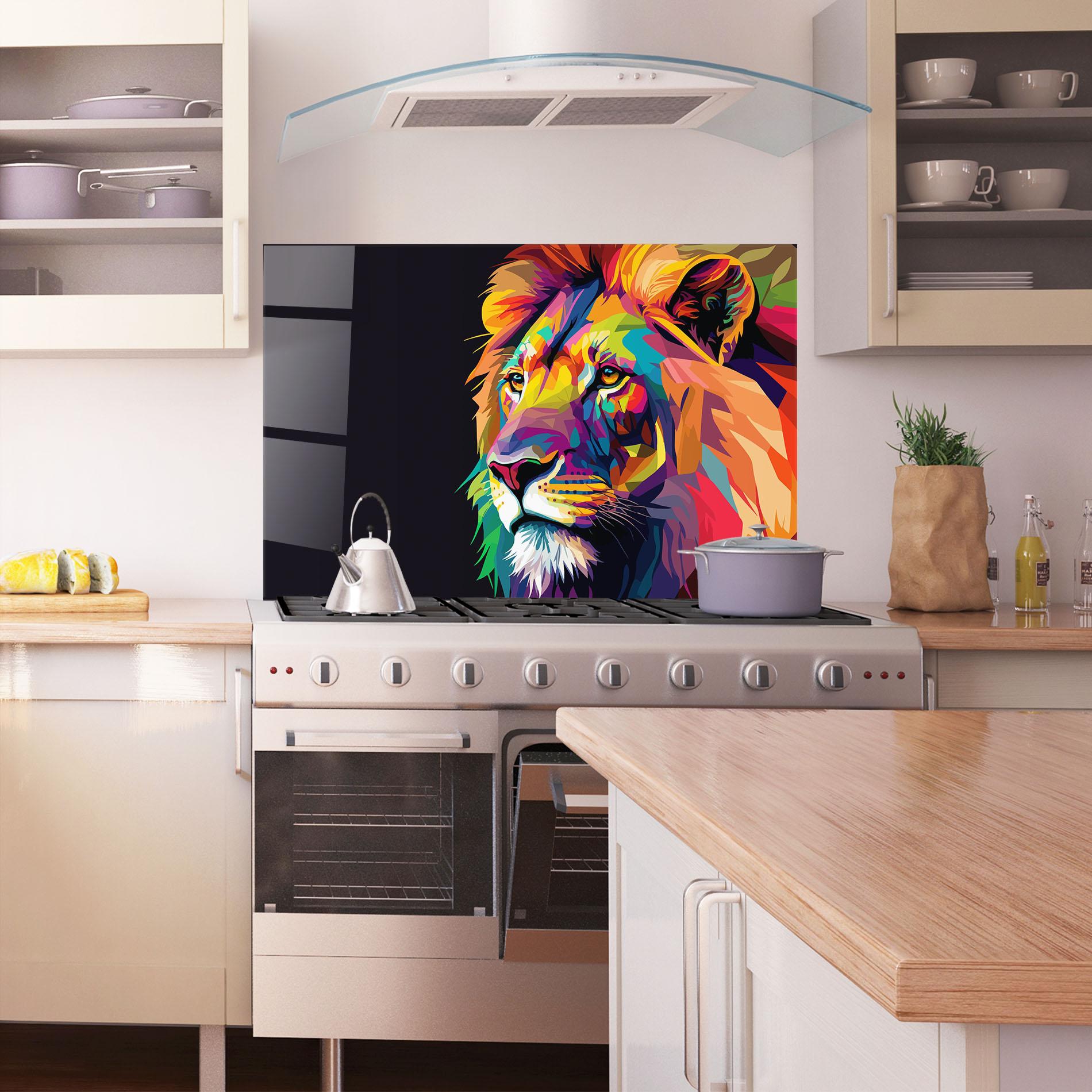 Стъклен панел за кухня Colorful Lion mockup 1