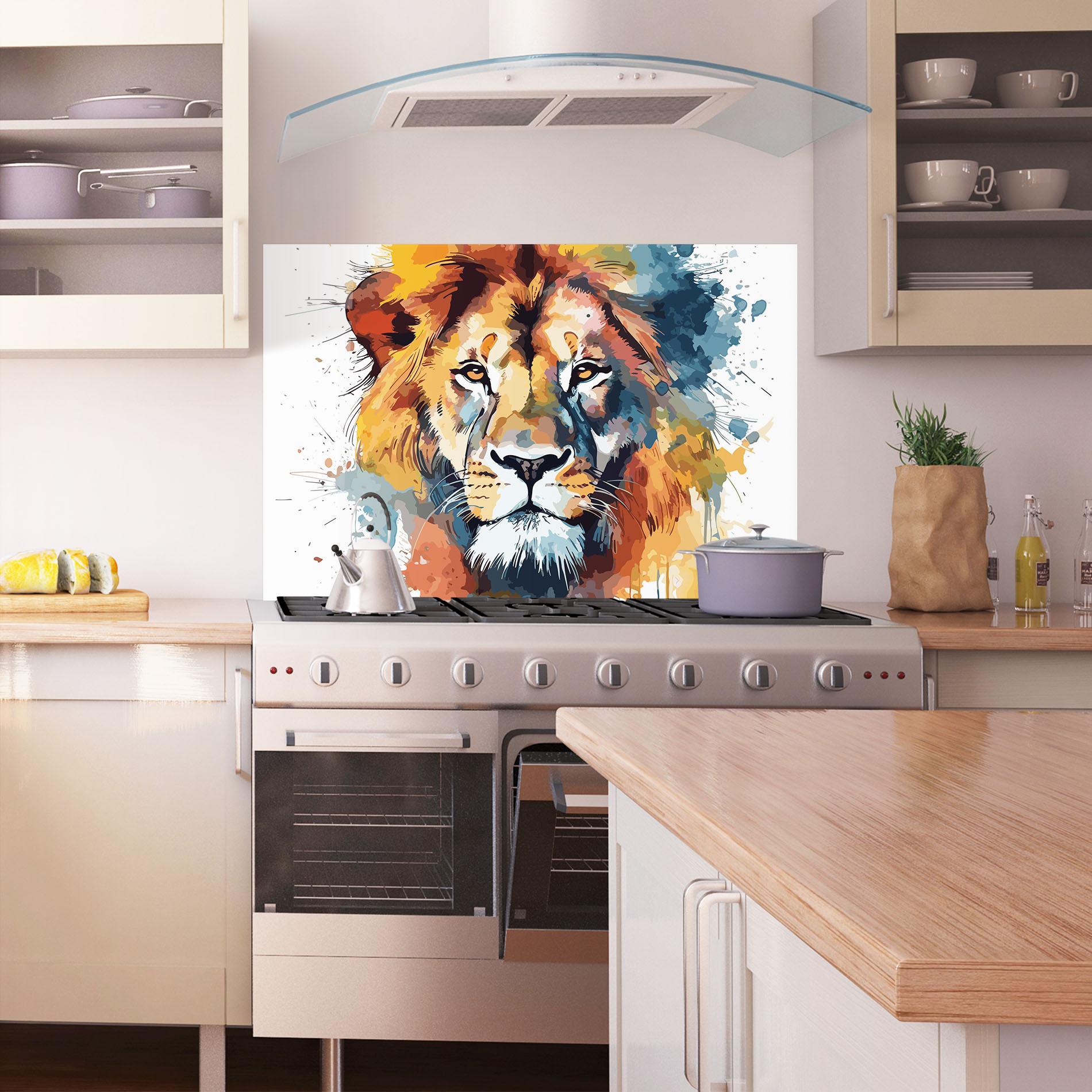 Стъклен панел за кухня Lion Head Art mockup 1