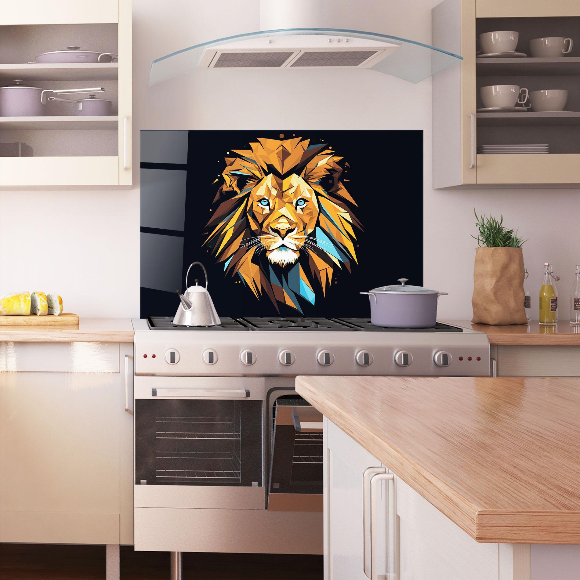 Стъклен панел за кухня Pop Art Lion mockup 1