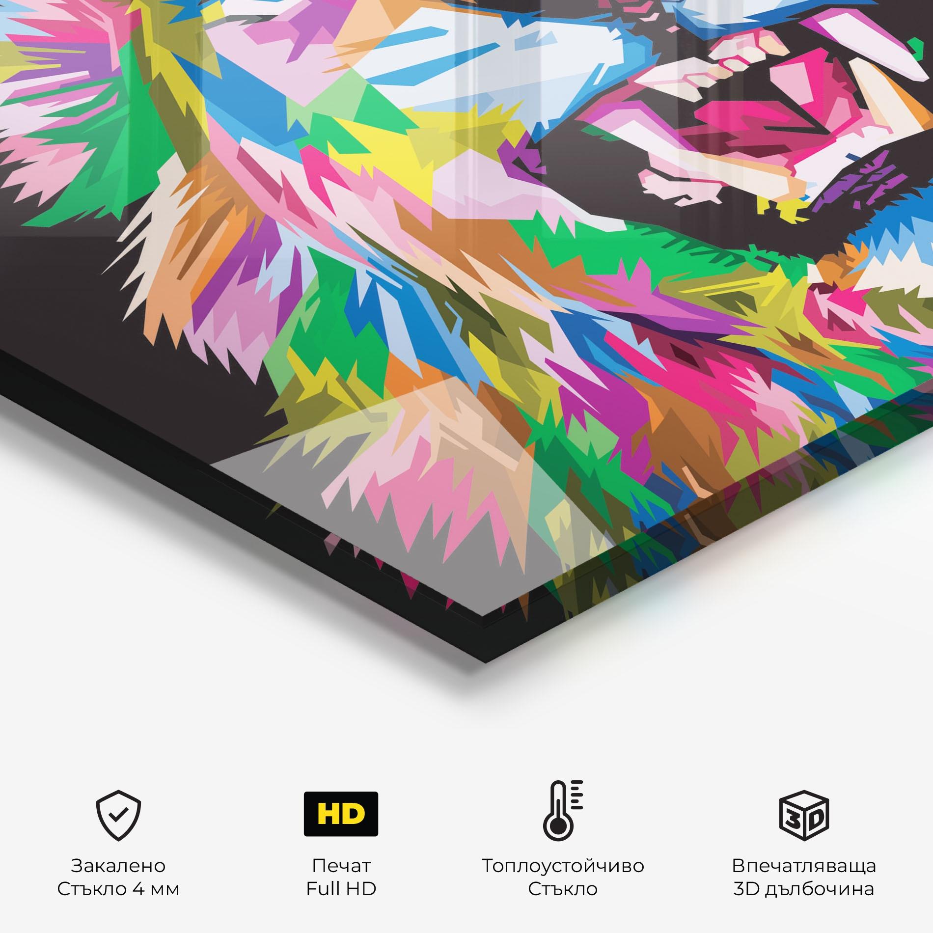 Стъклен панел за кухня Angry Lion Eyes mockup 2