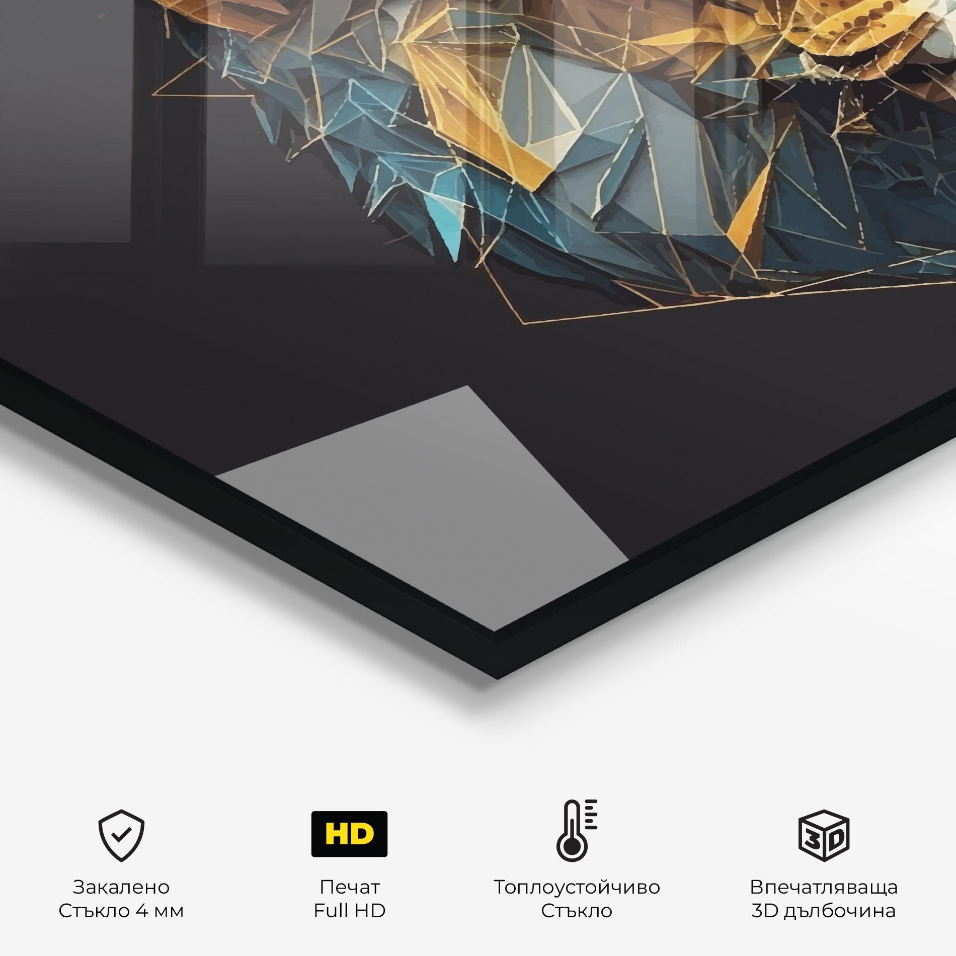 Стъклен панел за кухня Lion On Grey mockup 2