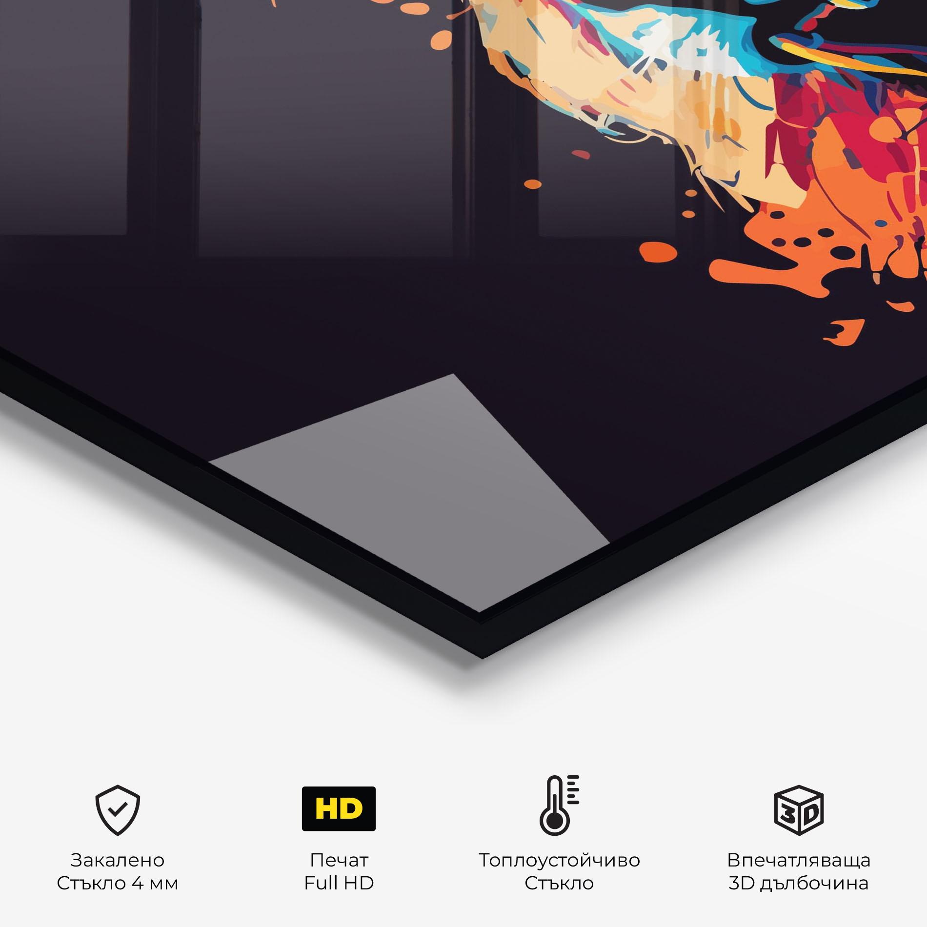 Стъклен панел за кухня Orange Red Lion mockup 2