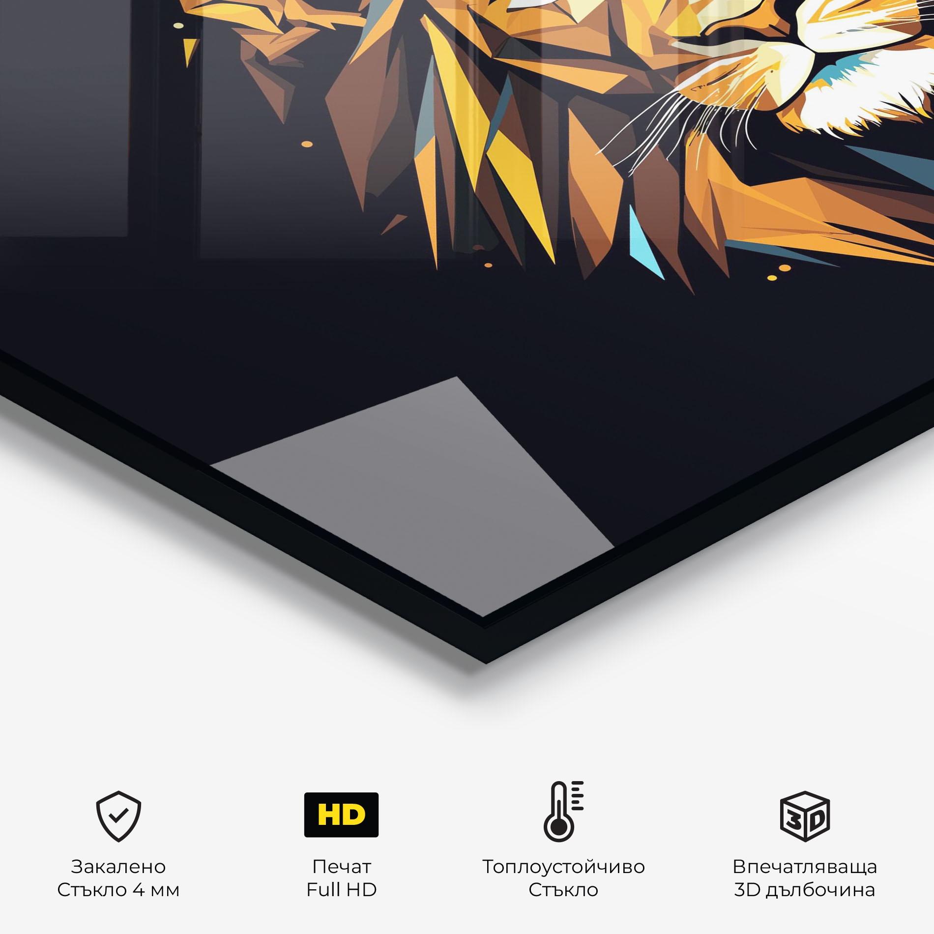 Стъклен панел за кухня Pop Art Lion mockup 2