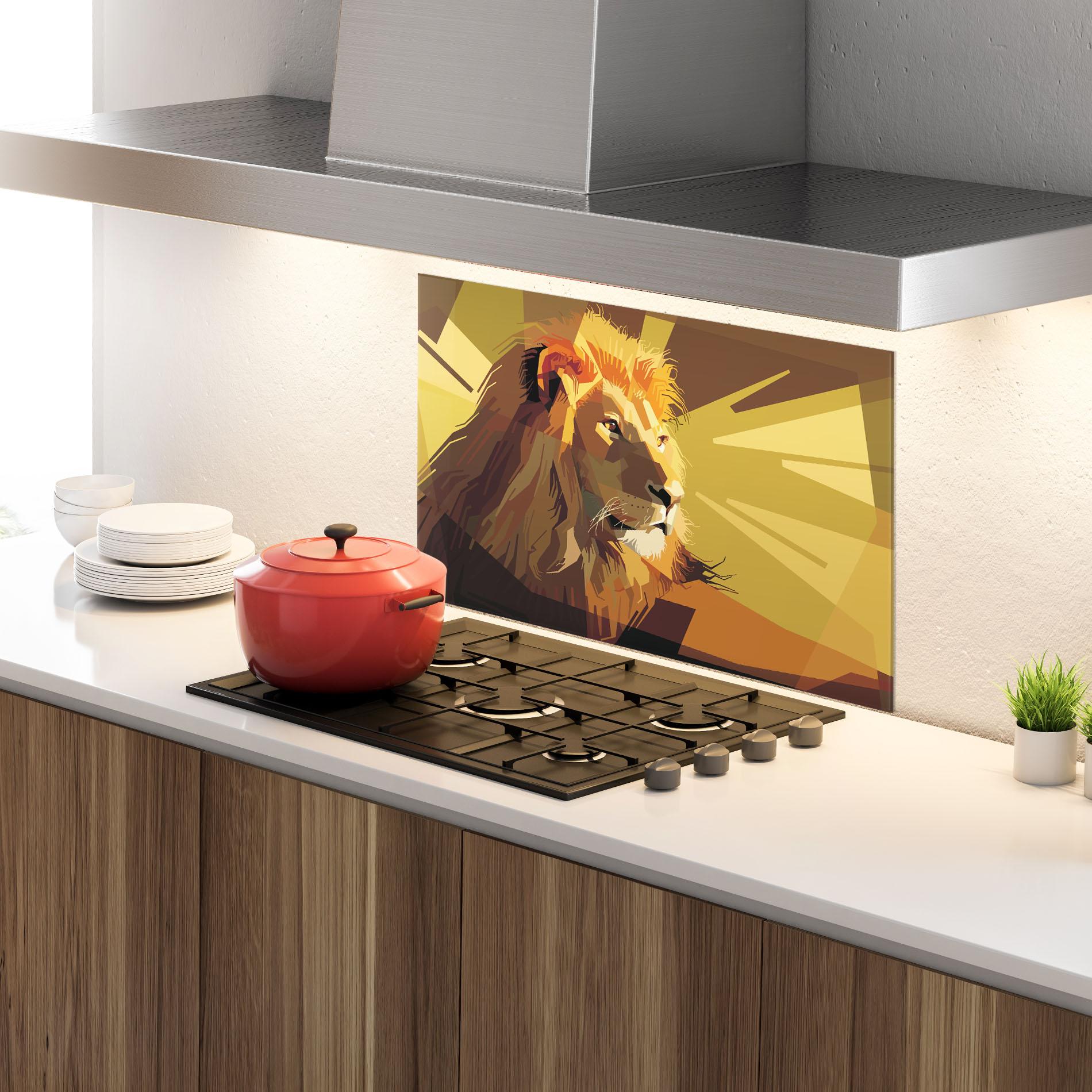 Стъклен панел за кухня Lion Art mockup 4