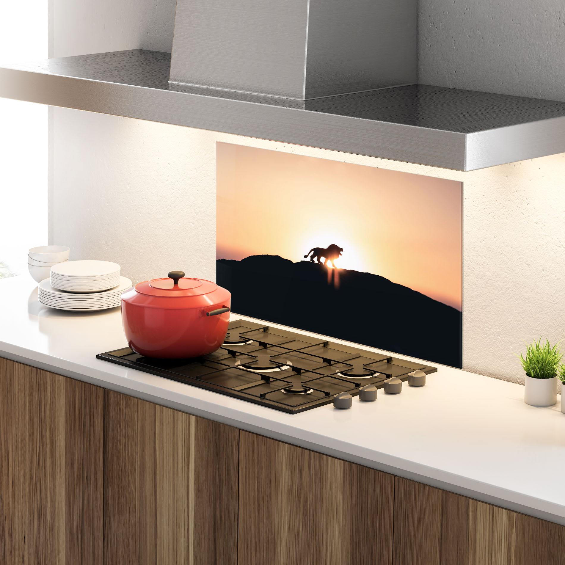 Стъклен панел за кухня Lion Shilouette mockup 4