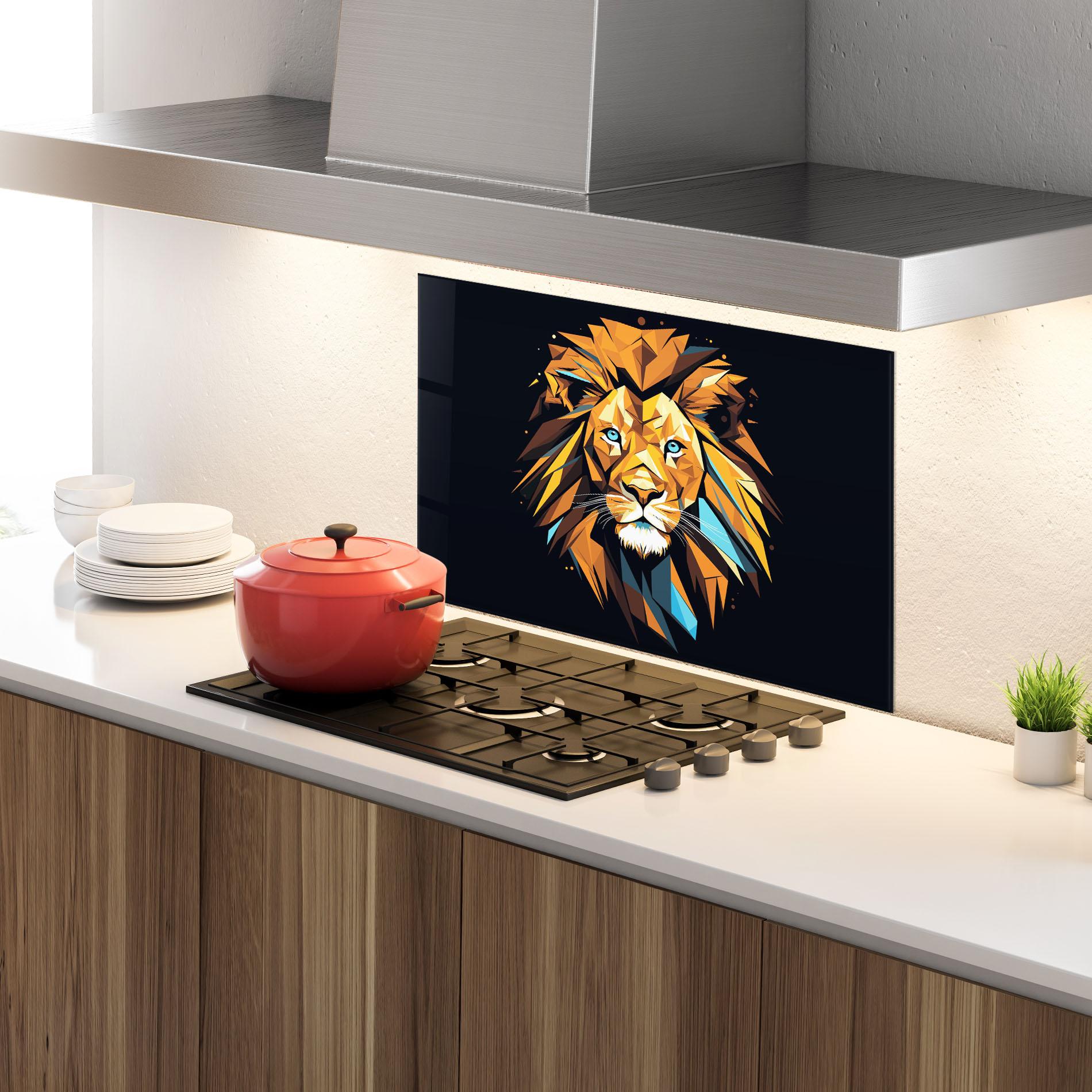 Стъклен панел за кухня Pop Art Lion mockup 4