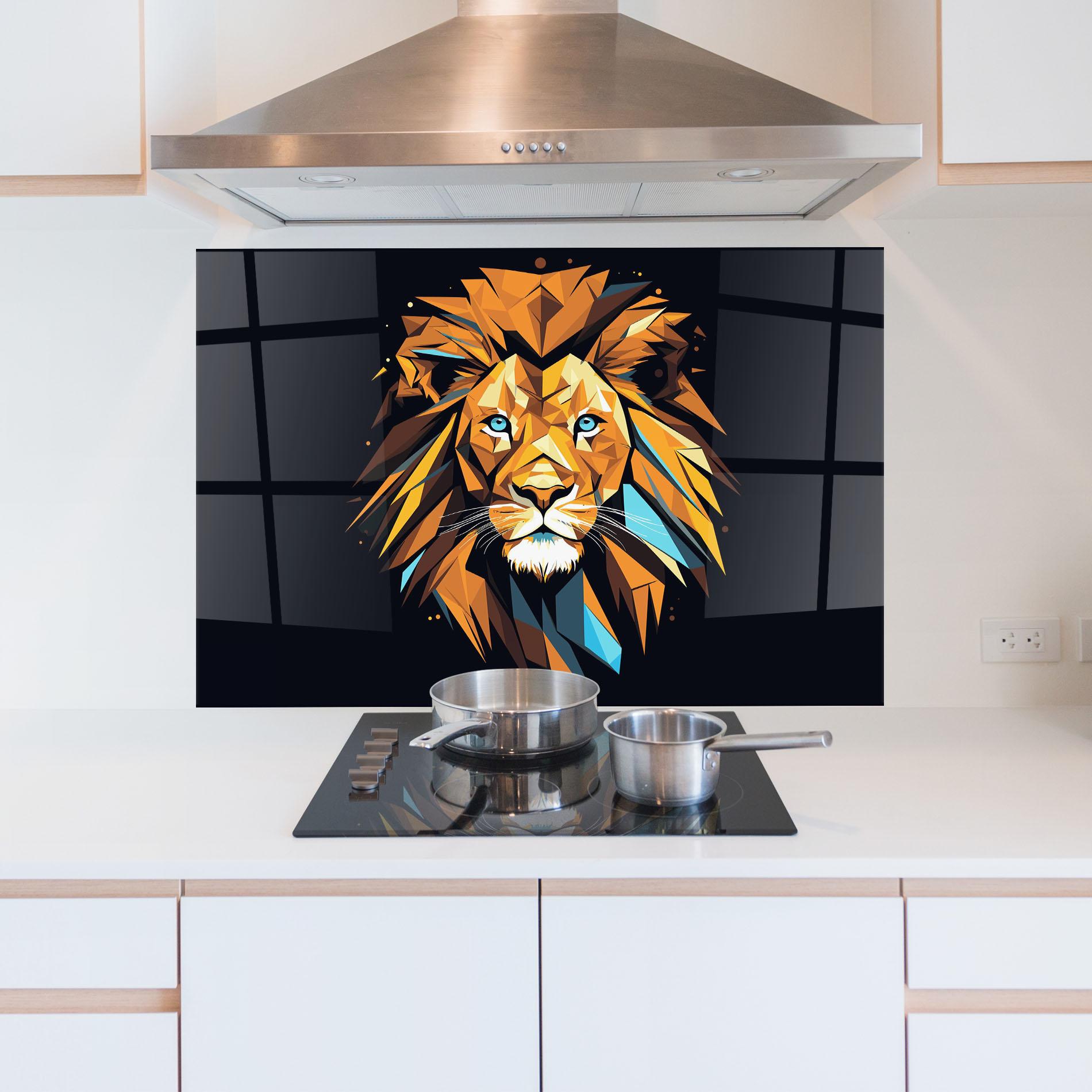Стъклен панел за кухня Pop Art Lion mockup 5