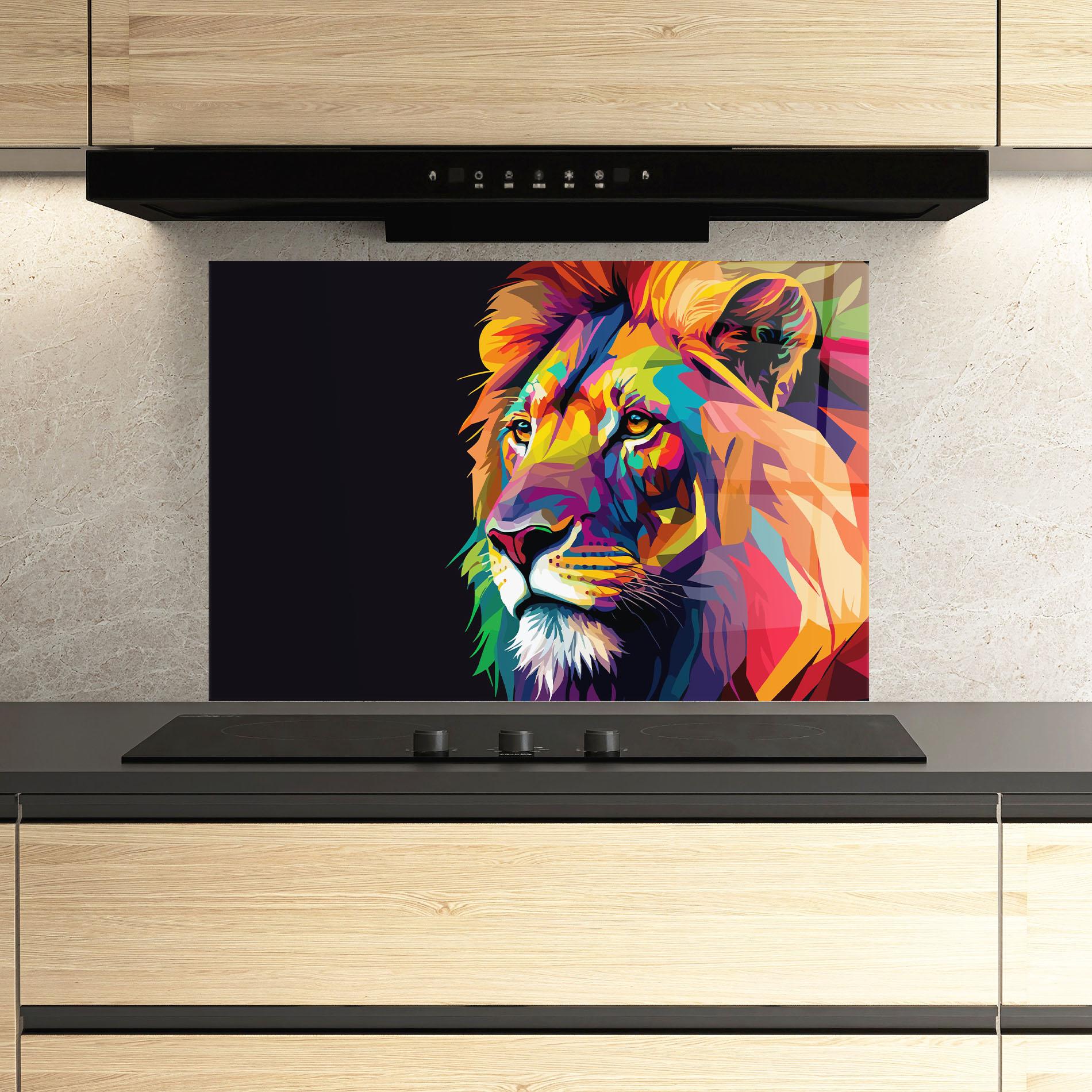 Стъклен панел за кухня Colorful Lion mockup 3