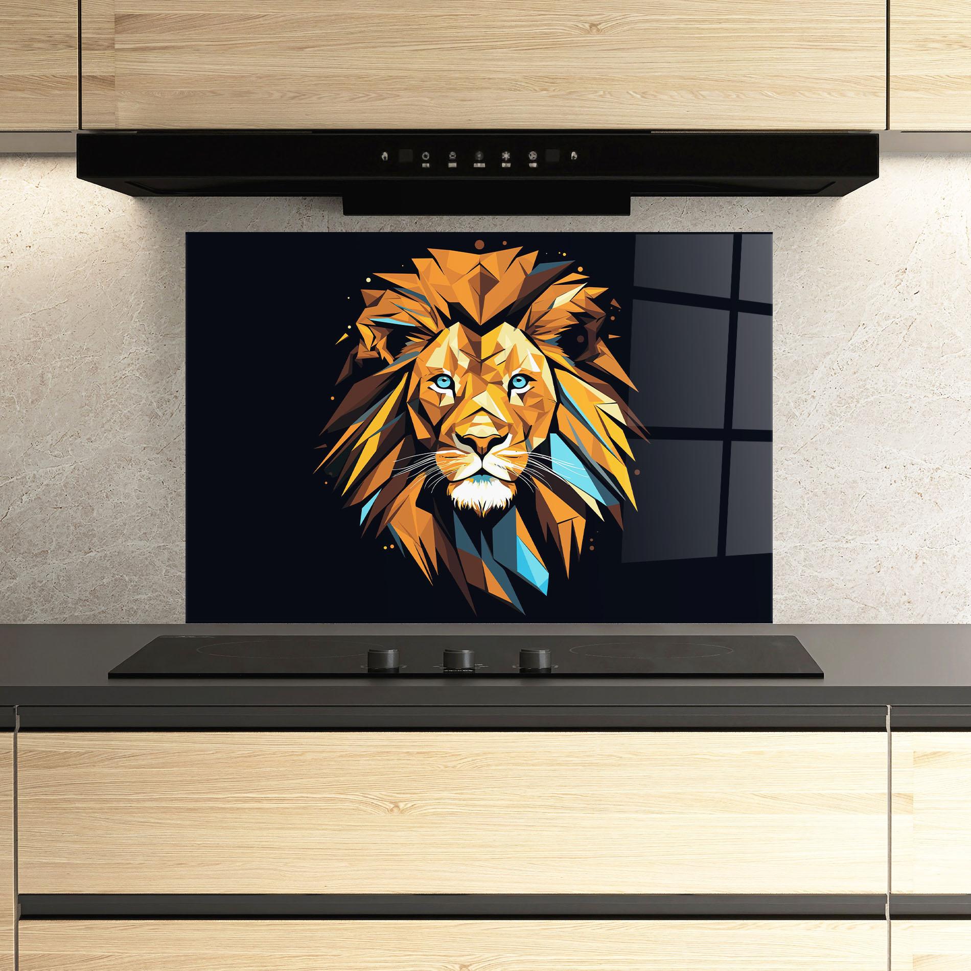 Стъклен панел за кухня Pop Art Lion mockup 3