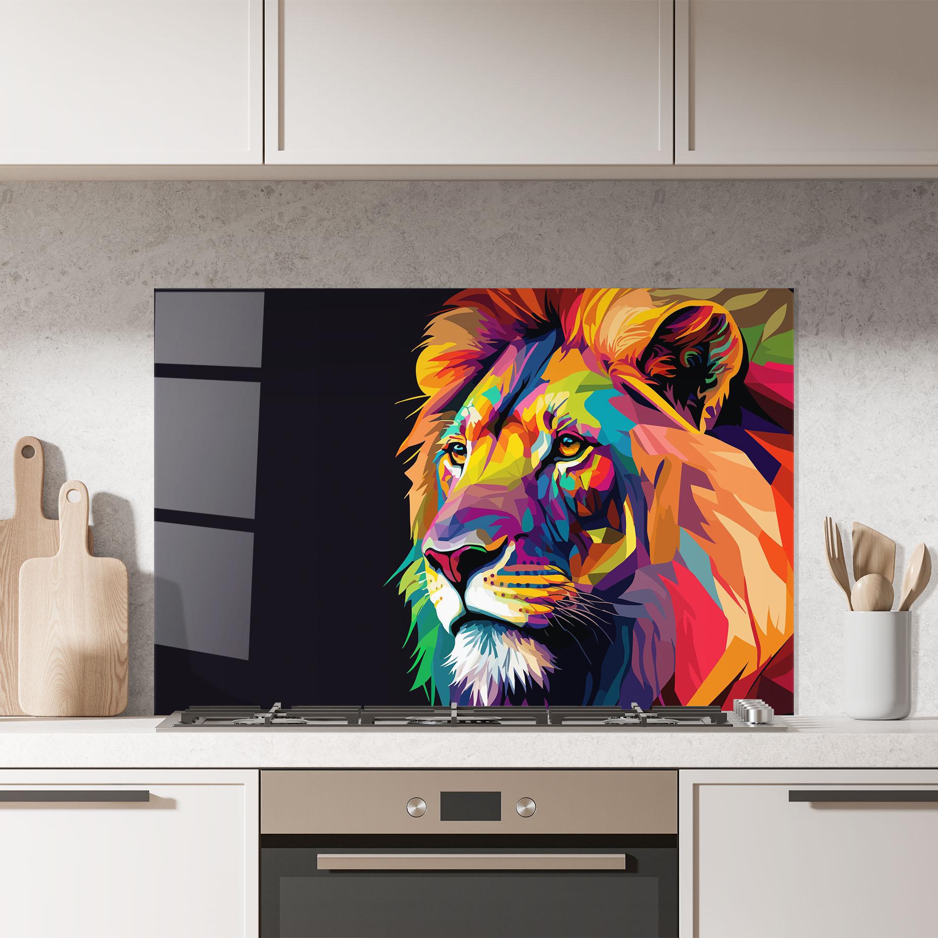 Стъклен панел за кухня Colorful Lion mockup 7