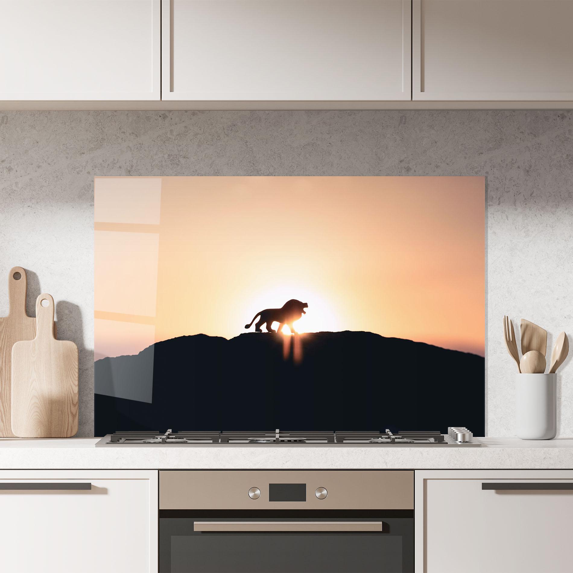 Стъклен панел за кухня Lion Shilouette mockup 7