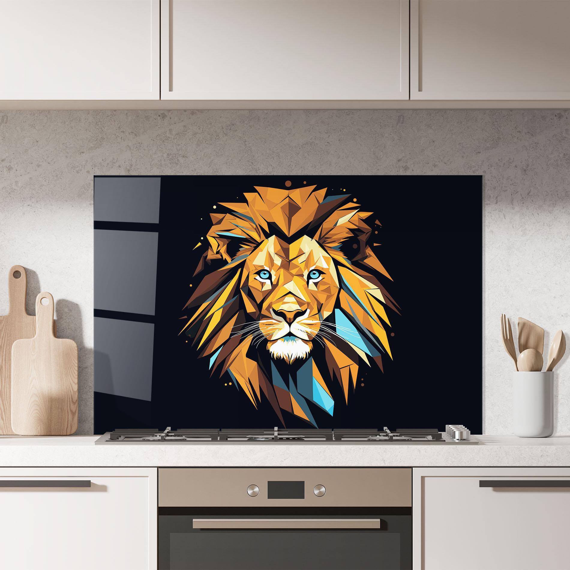 Стъклен панел за кухня Pop Art Lion mockup 7