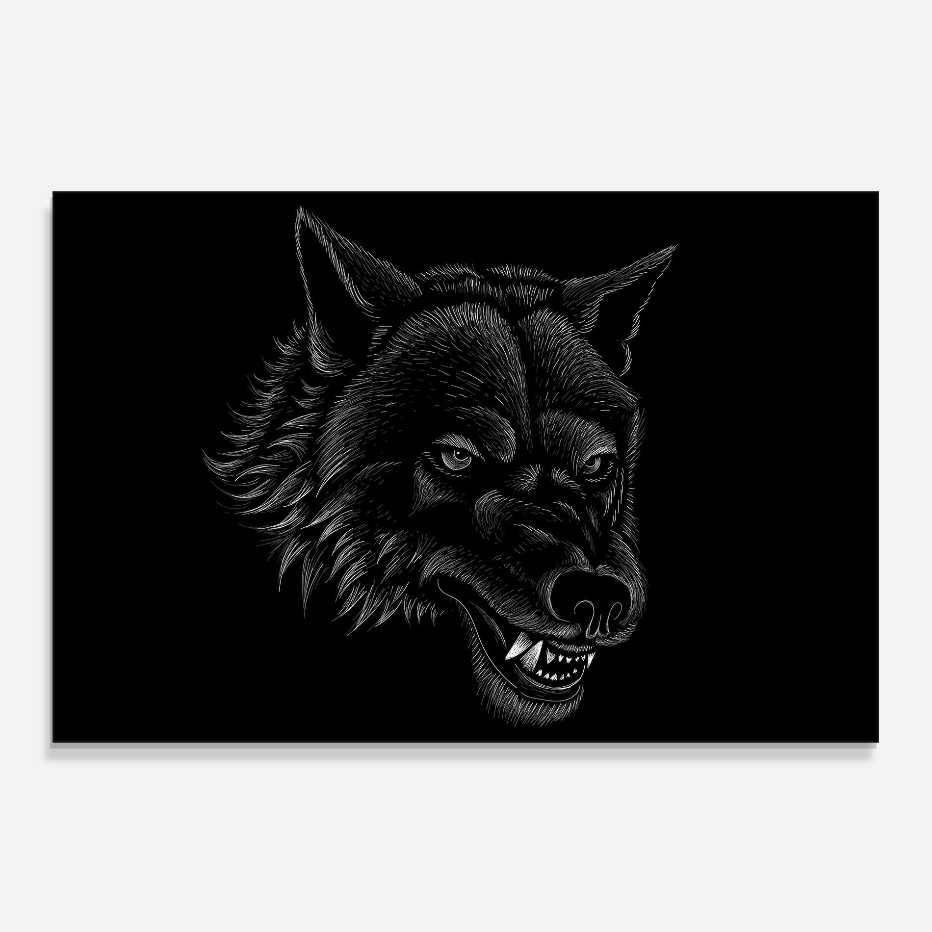 Стъклен панел за кухня Angry Wolf Face mockup 0