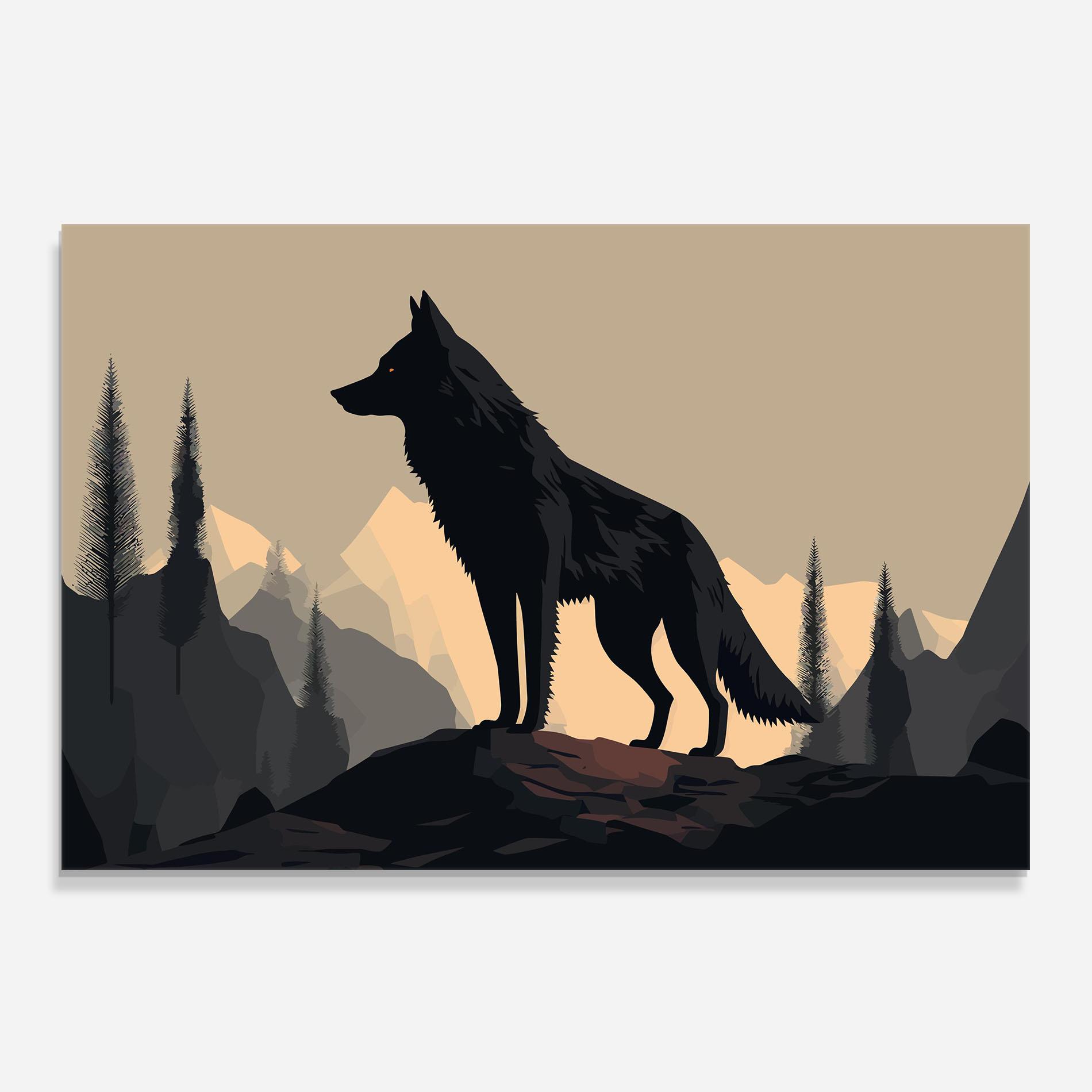 Стъклен панел за кухня Black Wolf mockup 0