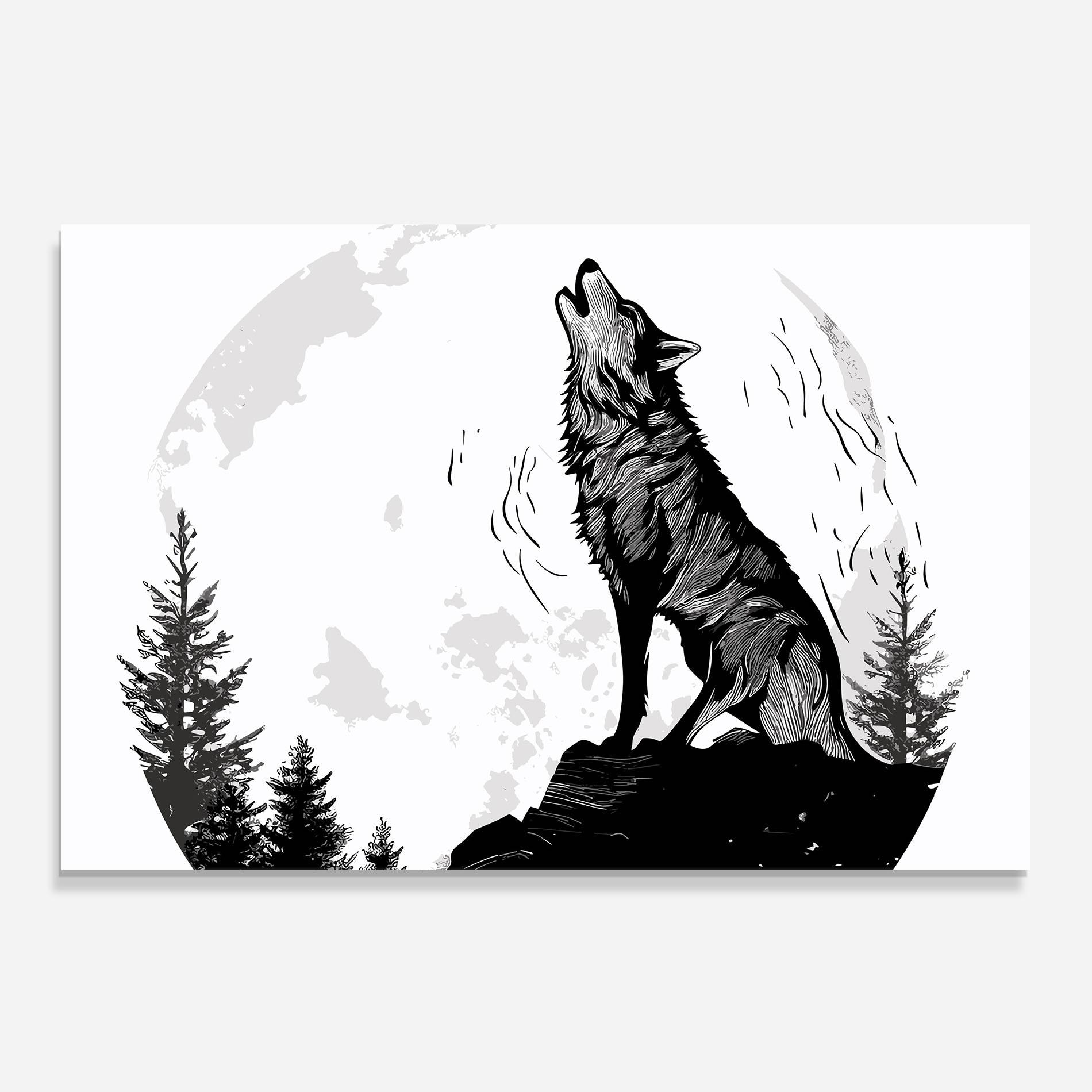 Стъклен панел за кухня Grey Moon Wolf mockup 0