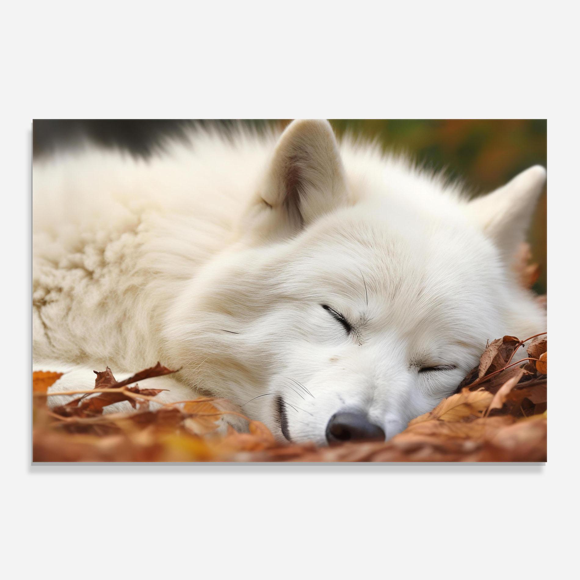 Стъклен панел за кухня White Wolf Sleeping mockup 0