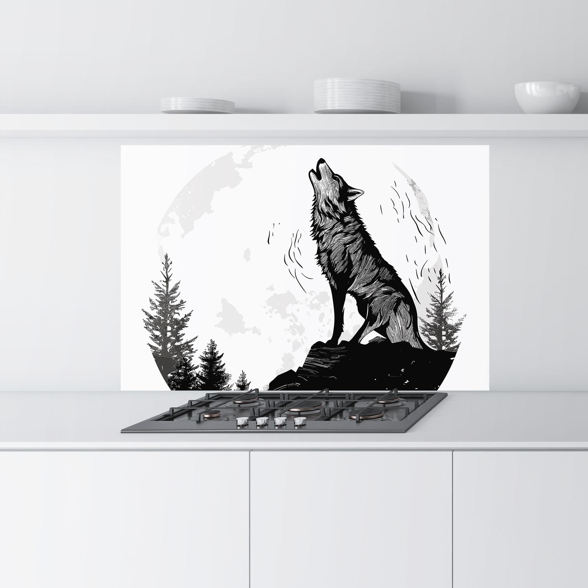 Стъклен панел за кухня Grey Moon Wolf mockup 9