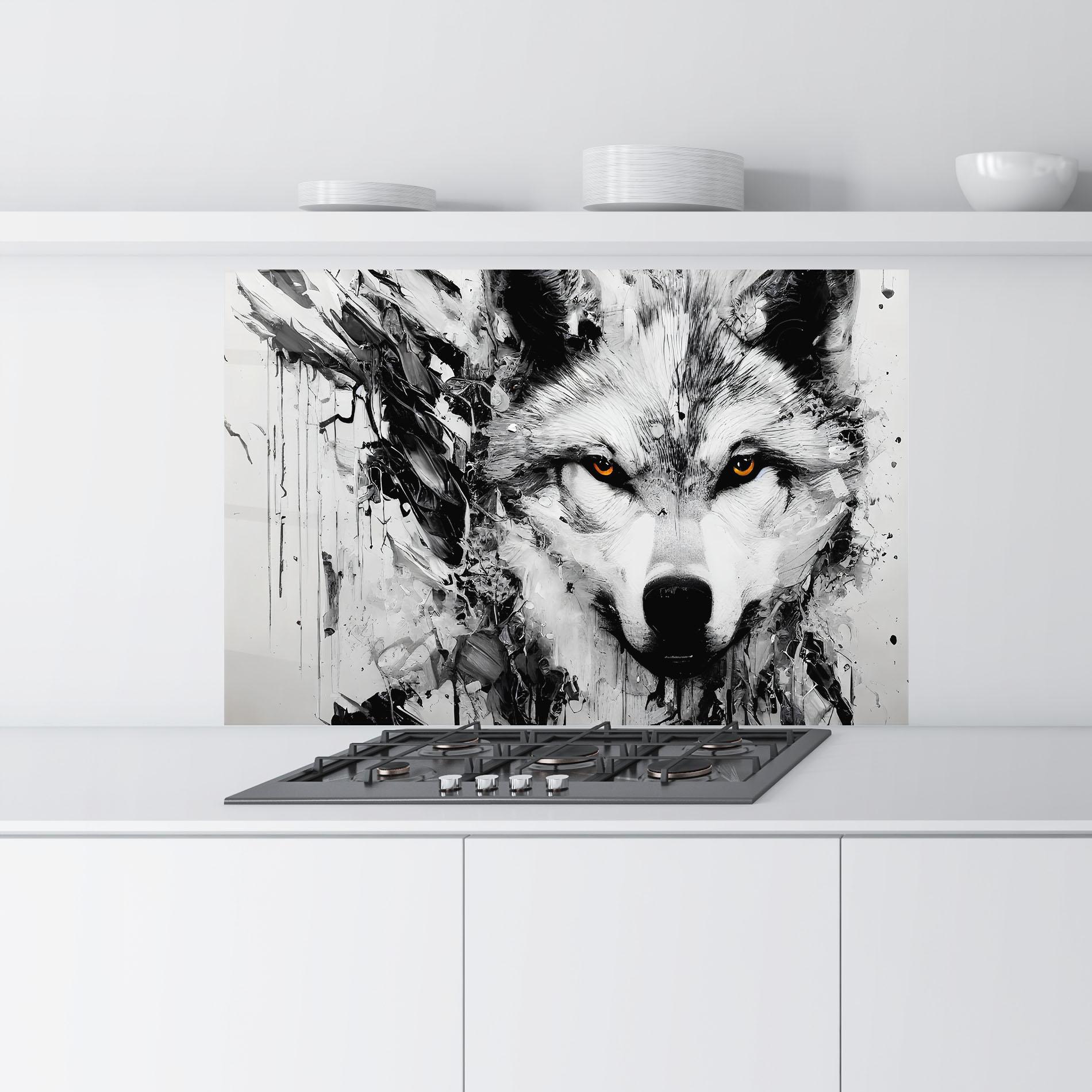 Стъклен панел за кухня Grey Wolf Portrait mockup 9