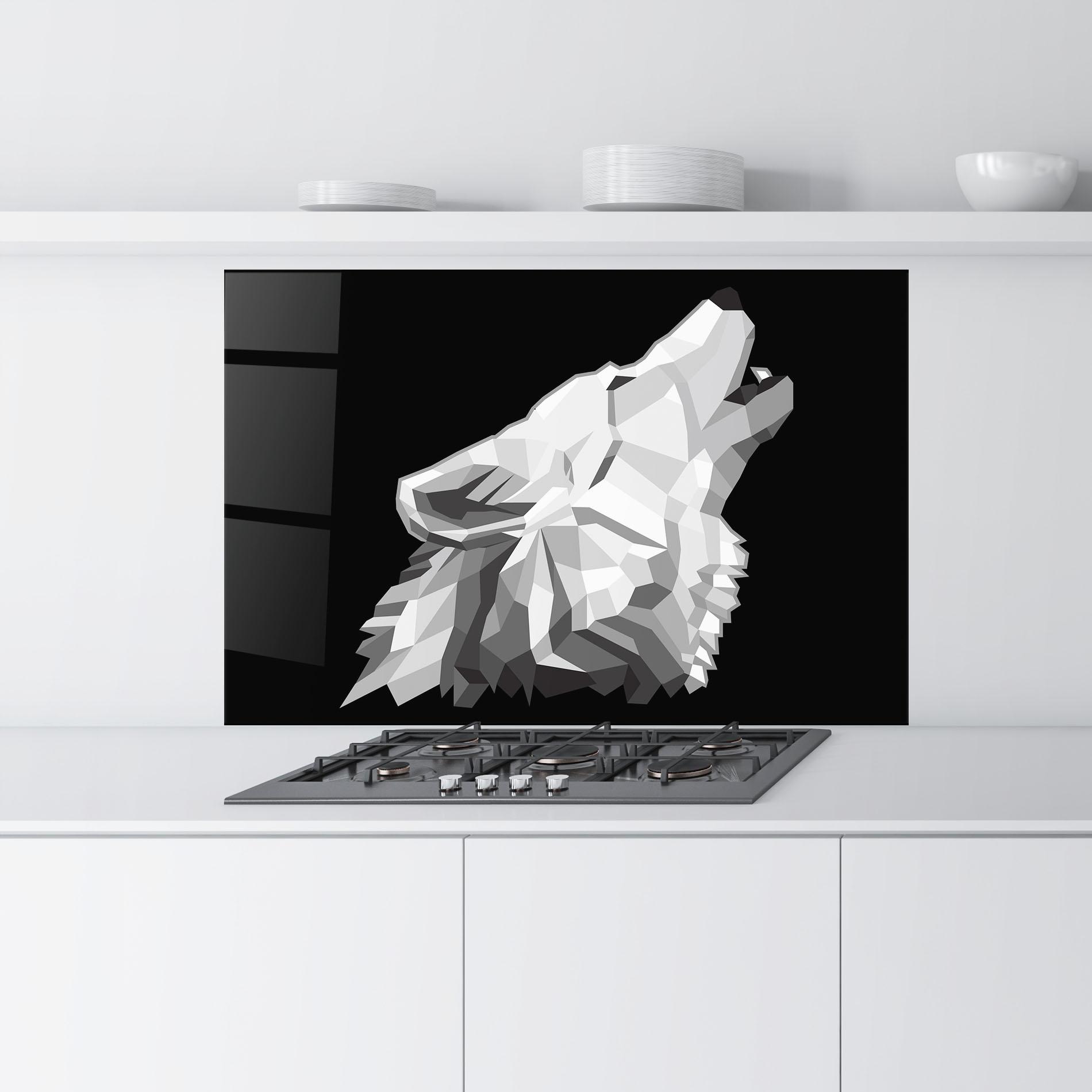 Стъклен панел за кухня Wolf Singing mockup 9