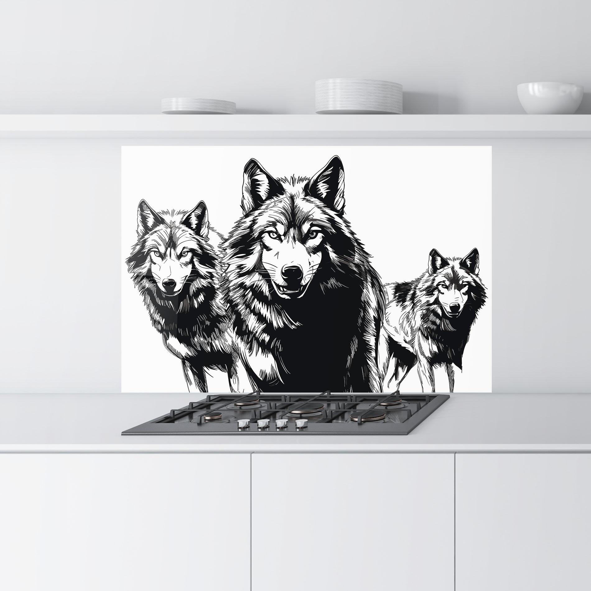 Стъклен панел за кухня Wolves mockup 9