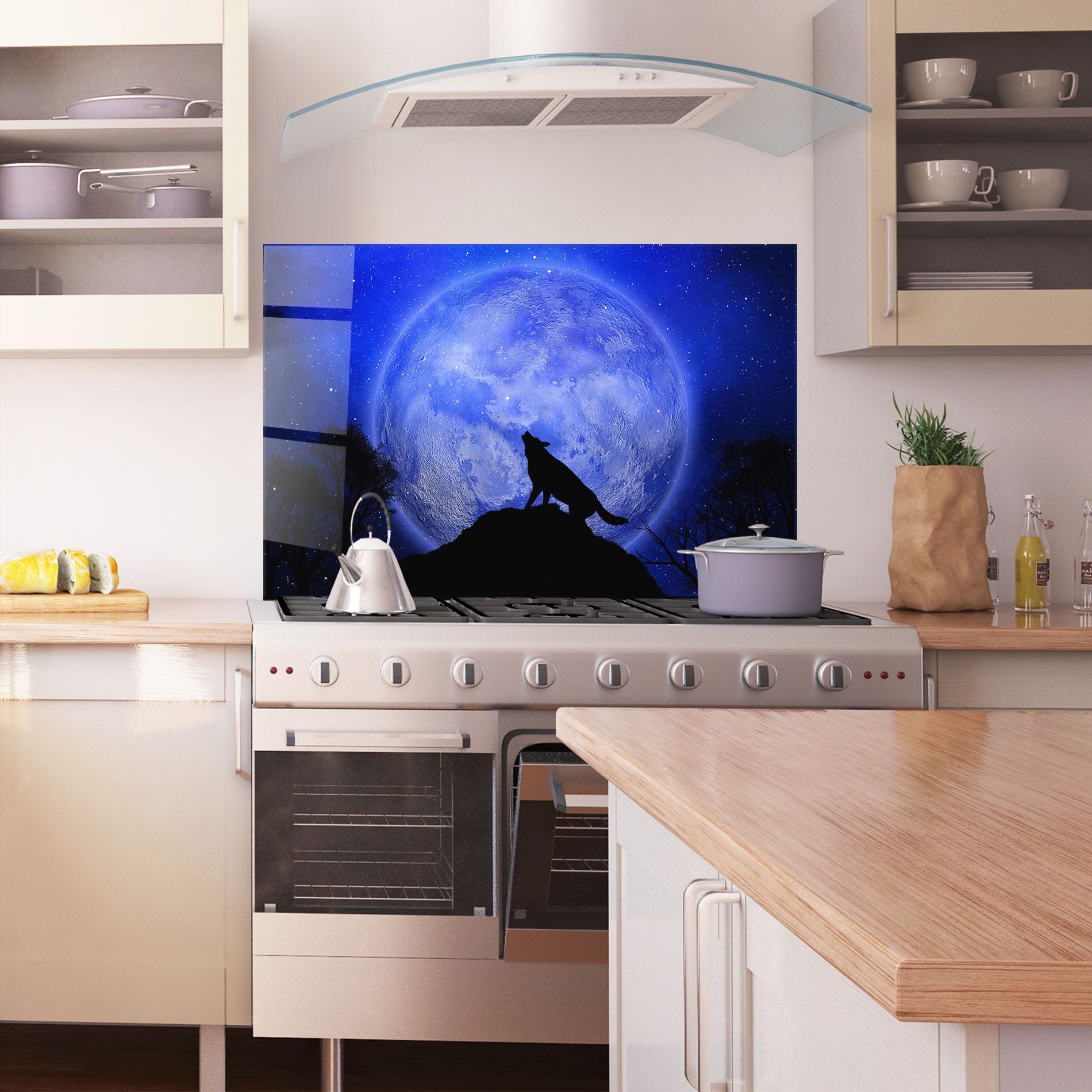 Стъклен панел за кухня Wolf Howling mockup 1