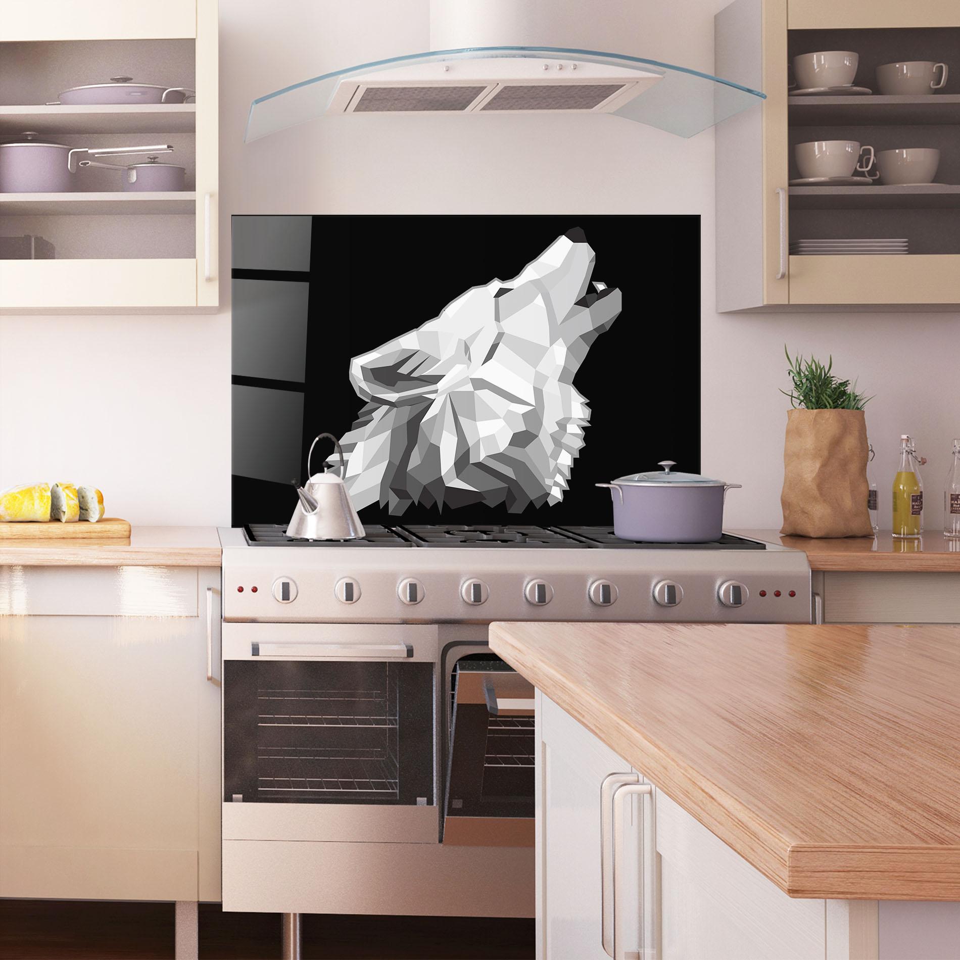 Стъклен панел за кухня Wolf Singing mockup 1