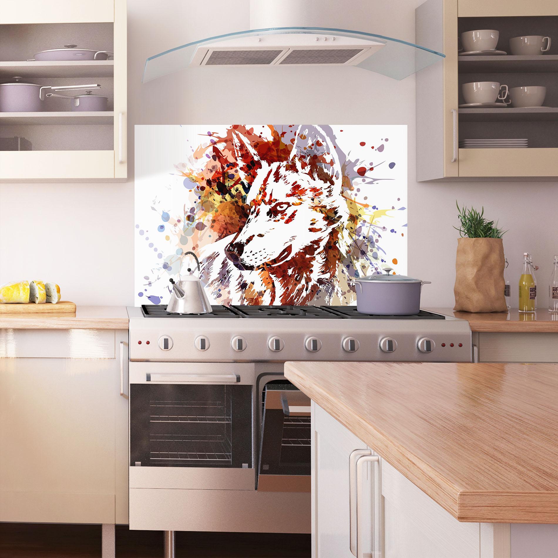 Стъклен панел за кухня Wolf Splash mockup 1