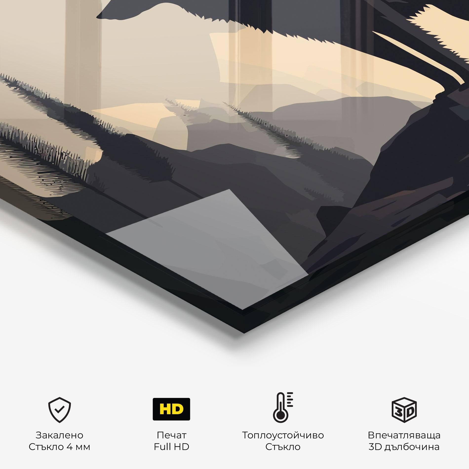 Стъклен панел за кухня Black Wolf mockup 2