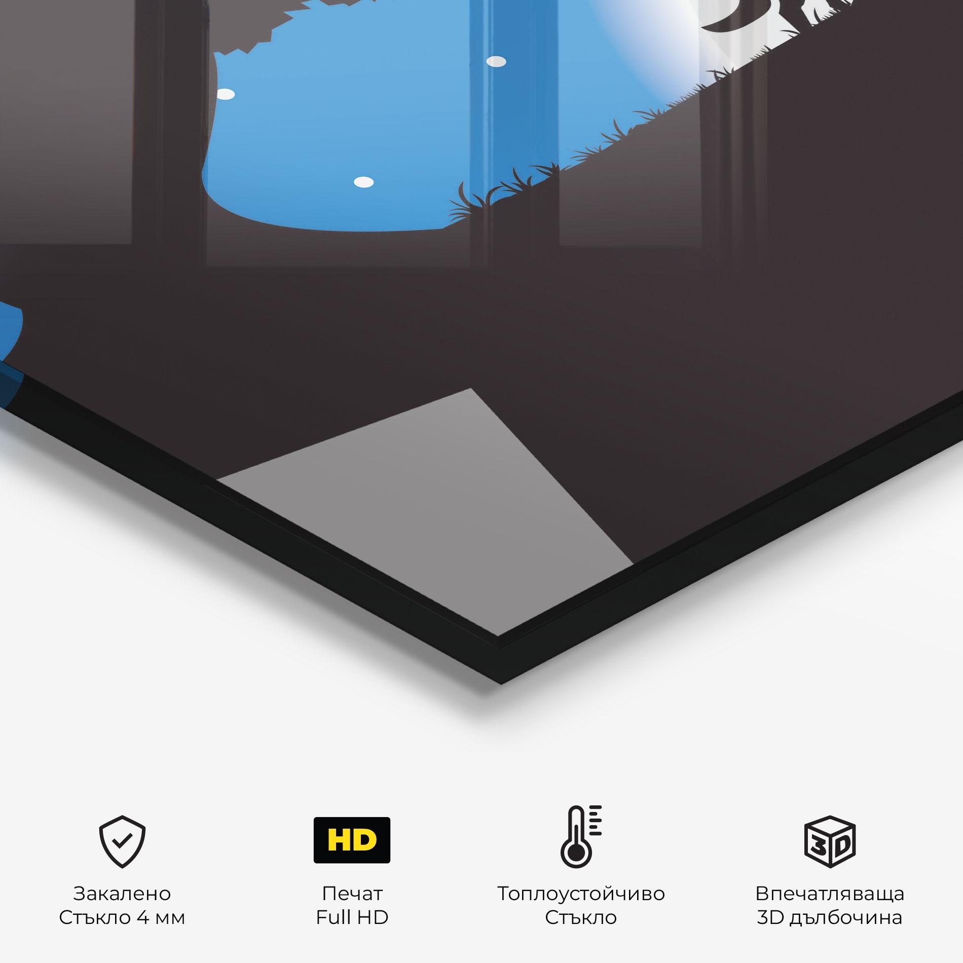 Стъклен панел за кухня Blue Light Wolf mockup 2