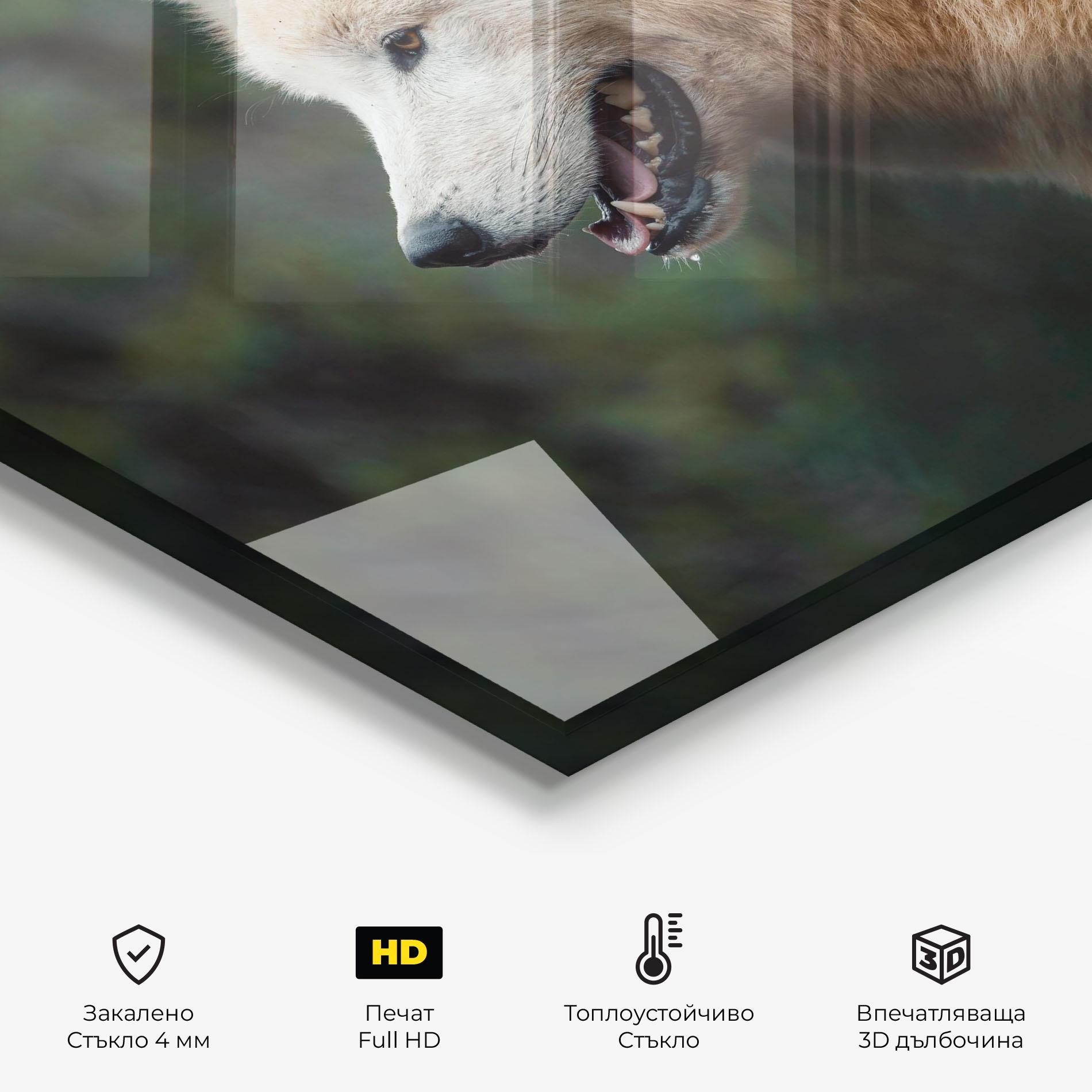 Стъклен панел за кухня White Alpha Wolf mockup 2