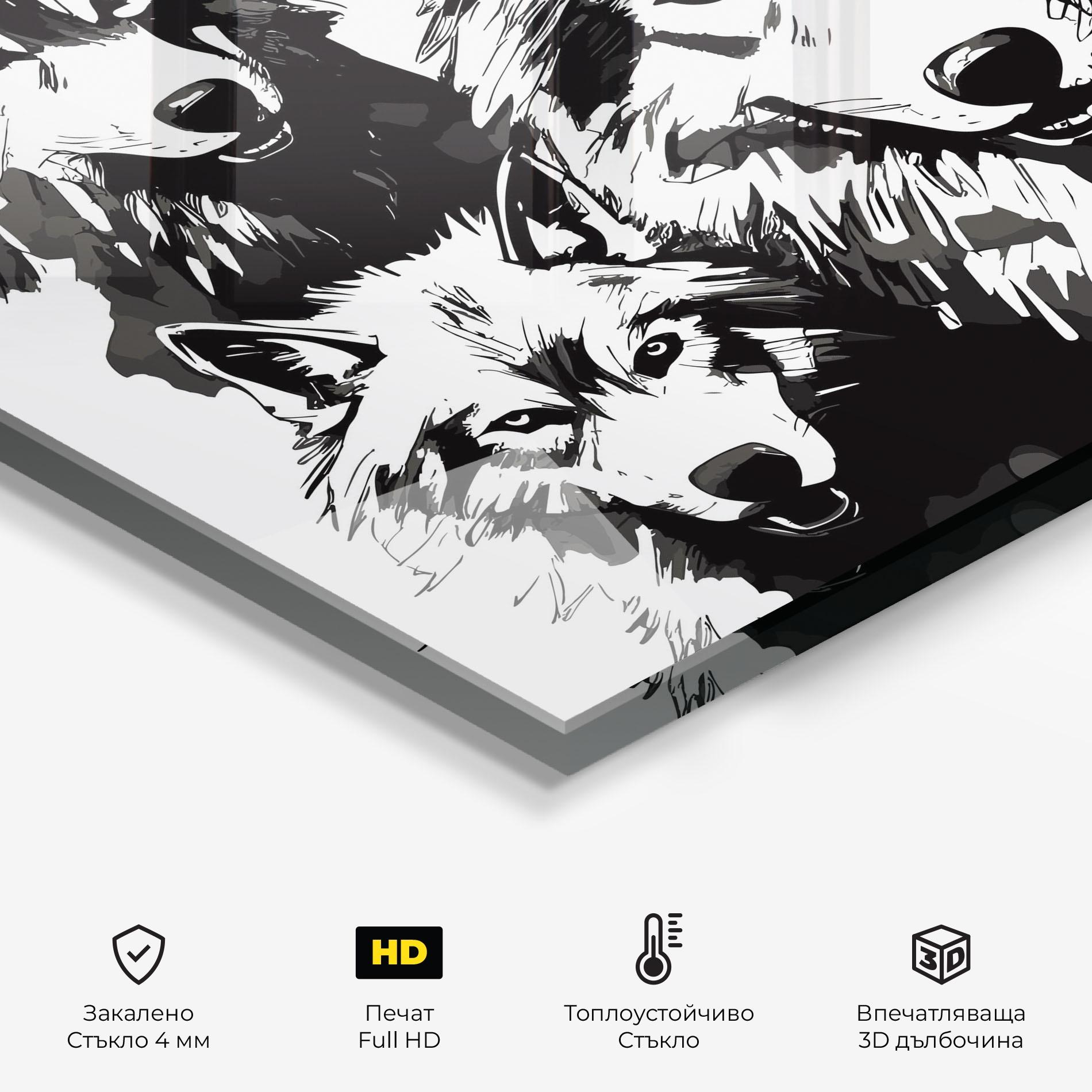 Стъклен панел за кухня Wolf Family mockup 2