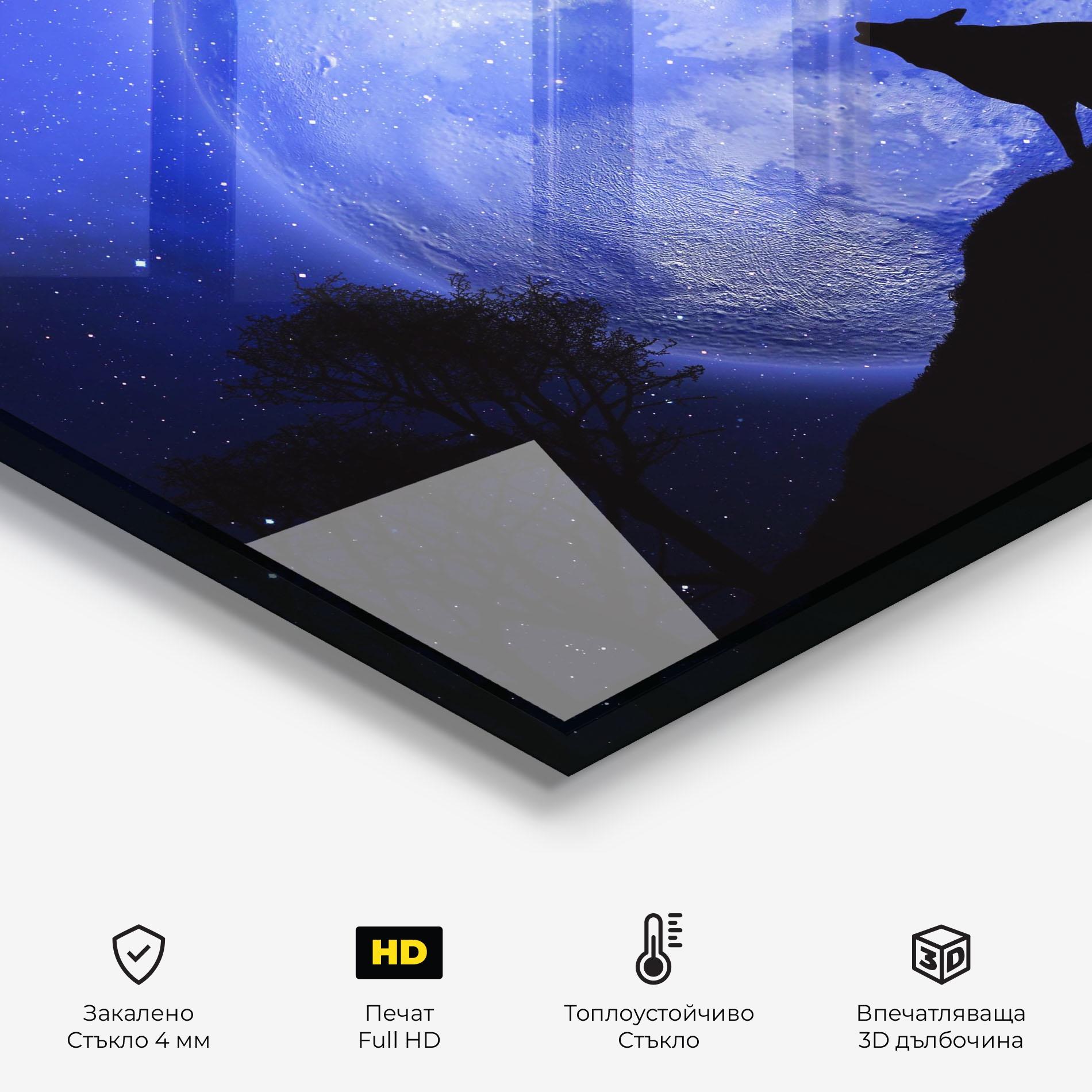 Стъклен панел за кухня Wolf Howling mockup 2