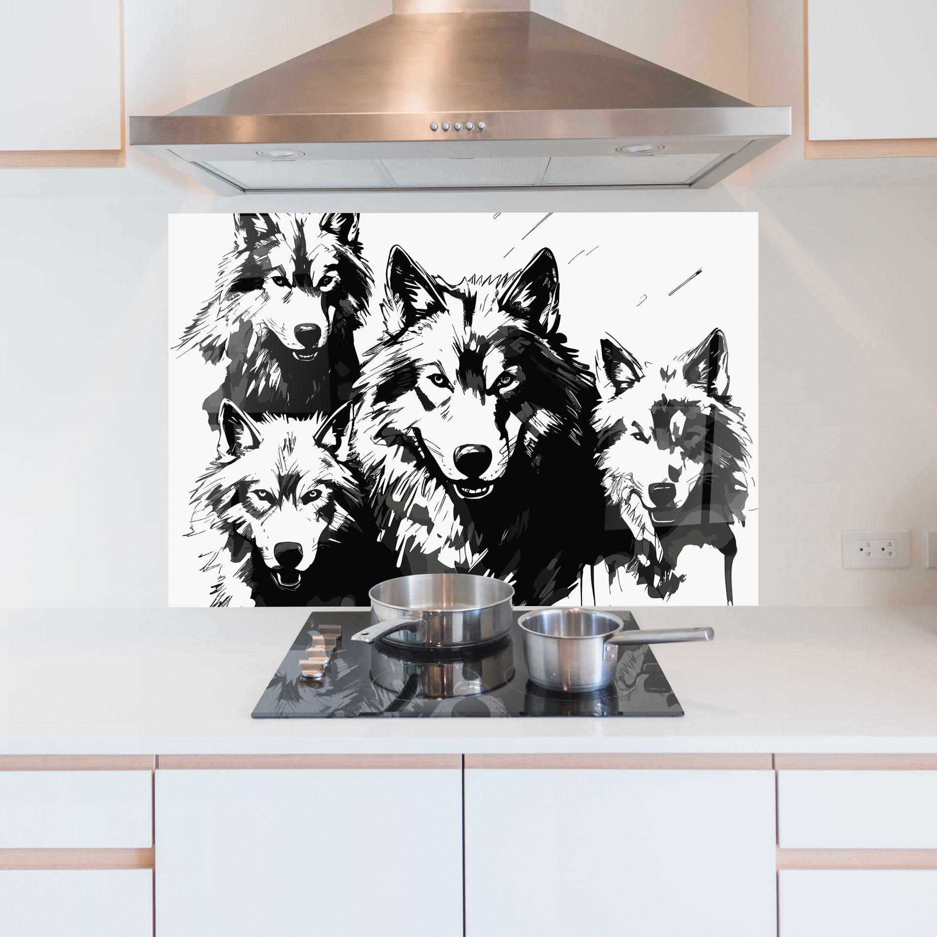 Стъклен панел за кухня Wolf Family mockup 5