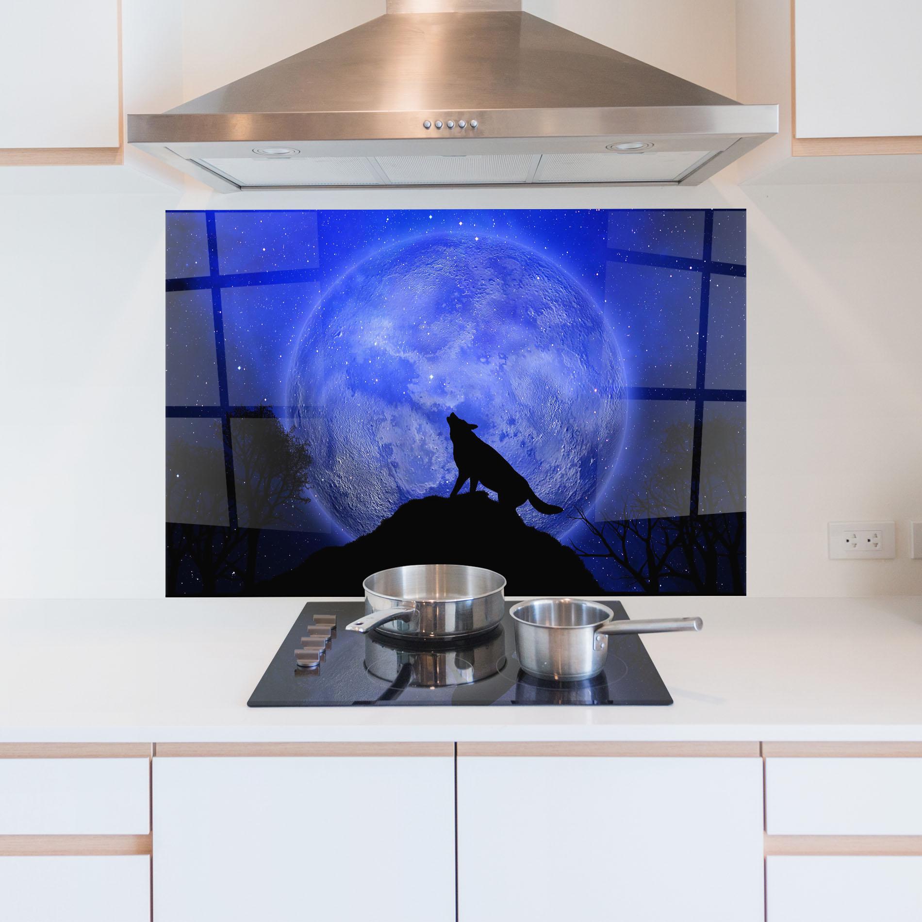 Стъклен панел за кухня Wolf Howling mockup 5