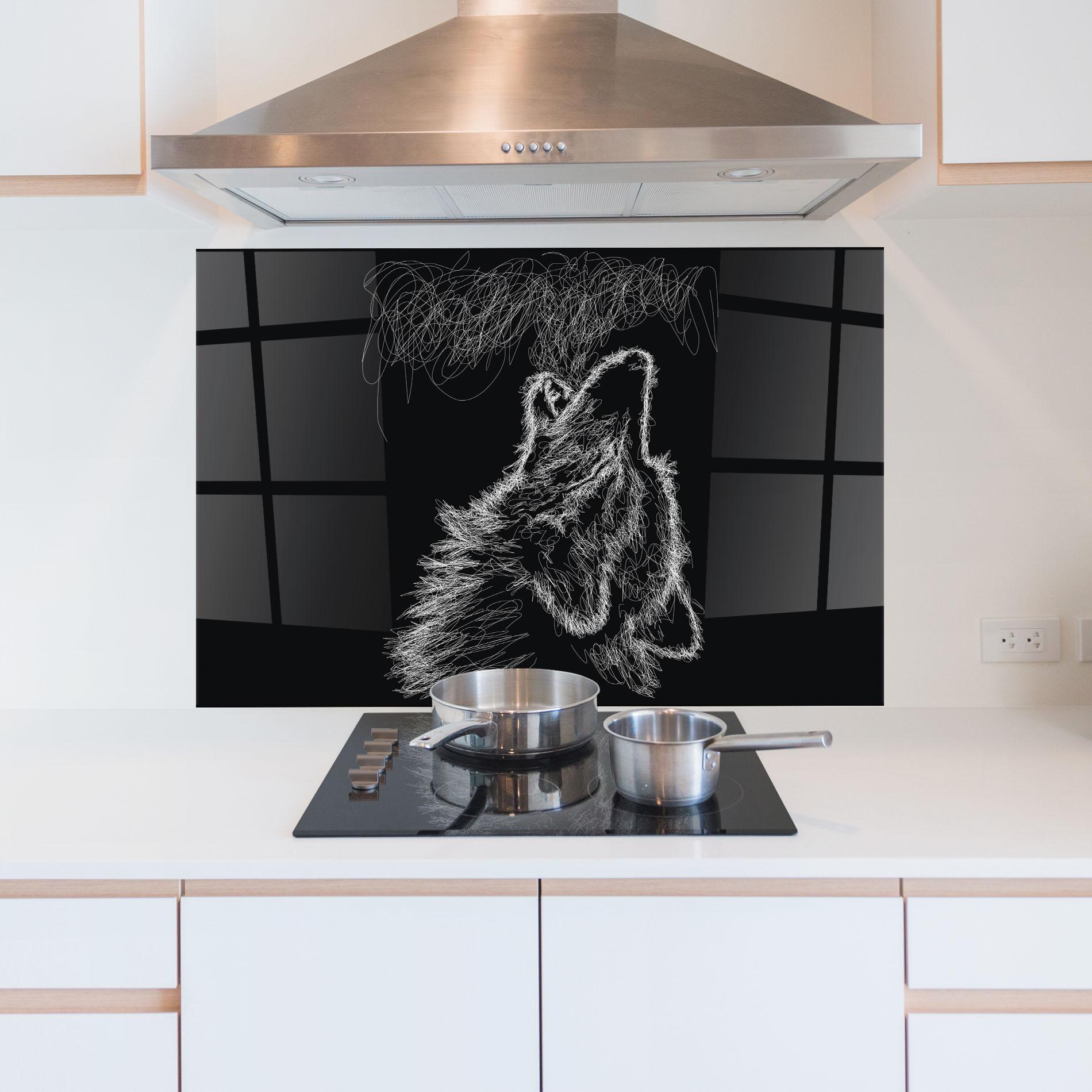 Стъклен панел за кухня Wolf White Line mockup 5