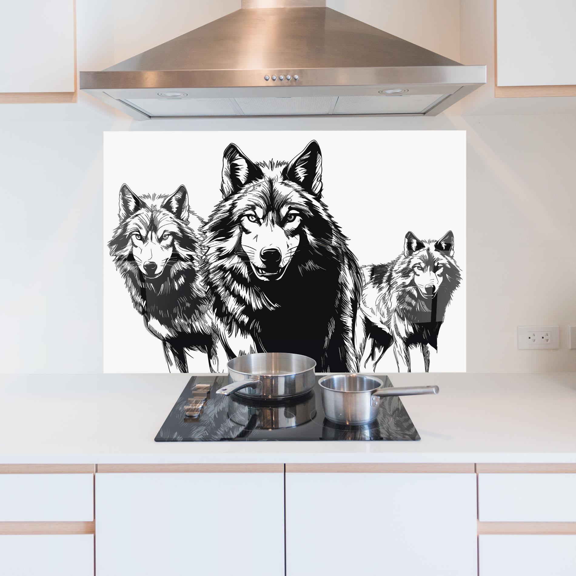 Стъклен панел за кухня Wolves mockup 5