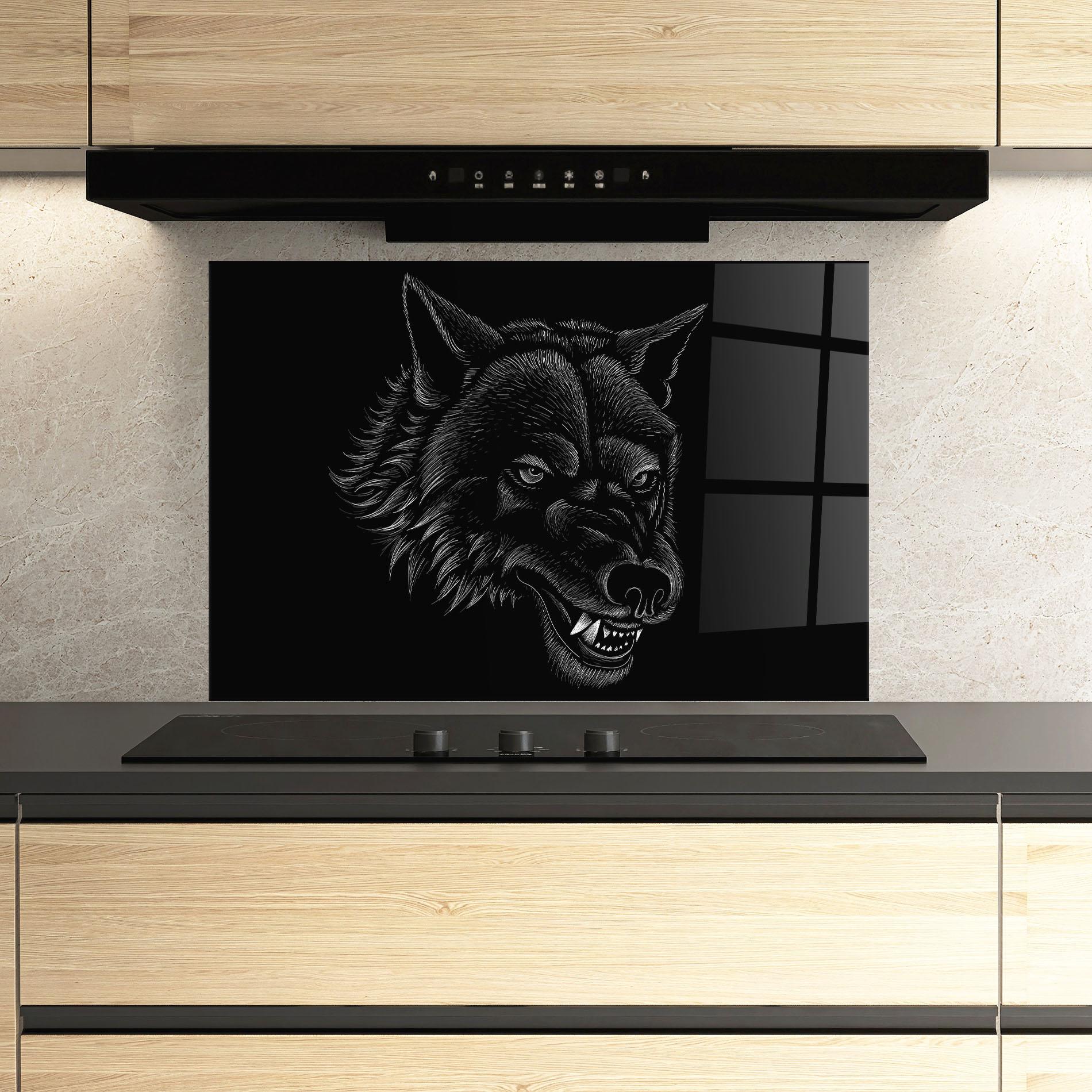 Стъклен панел за кухня Angry Wolf Face mockup 3