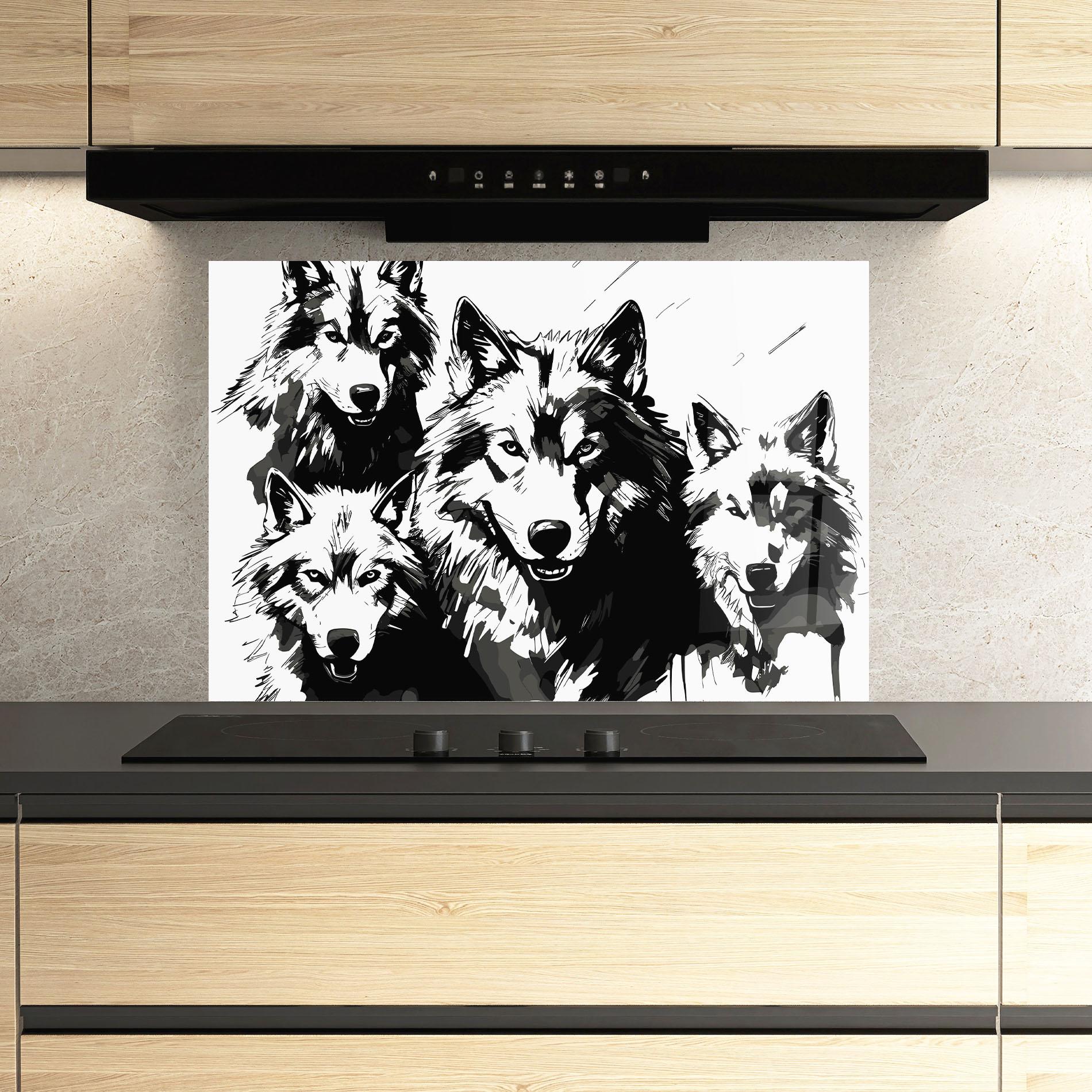 Стъклен панел за кухня Wolf Family mockup 3