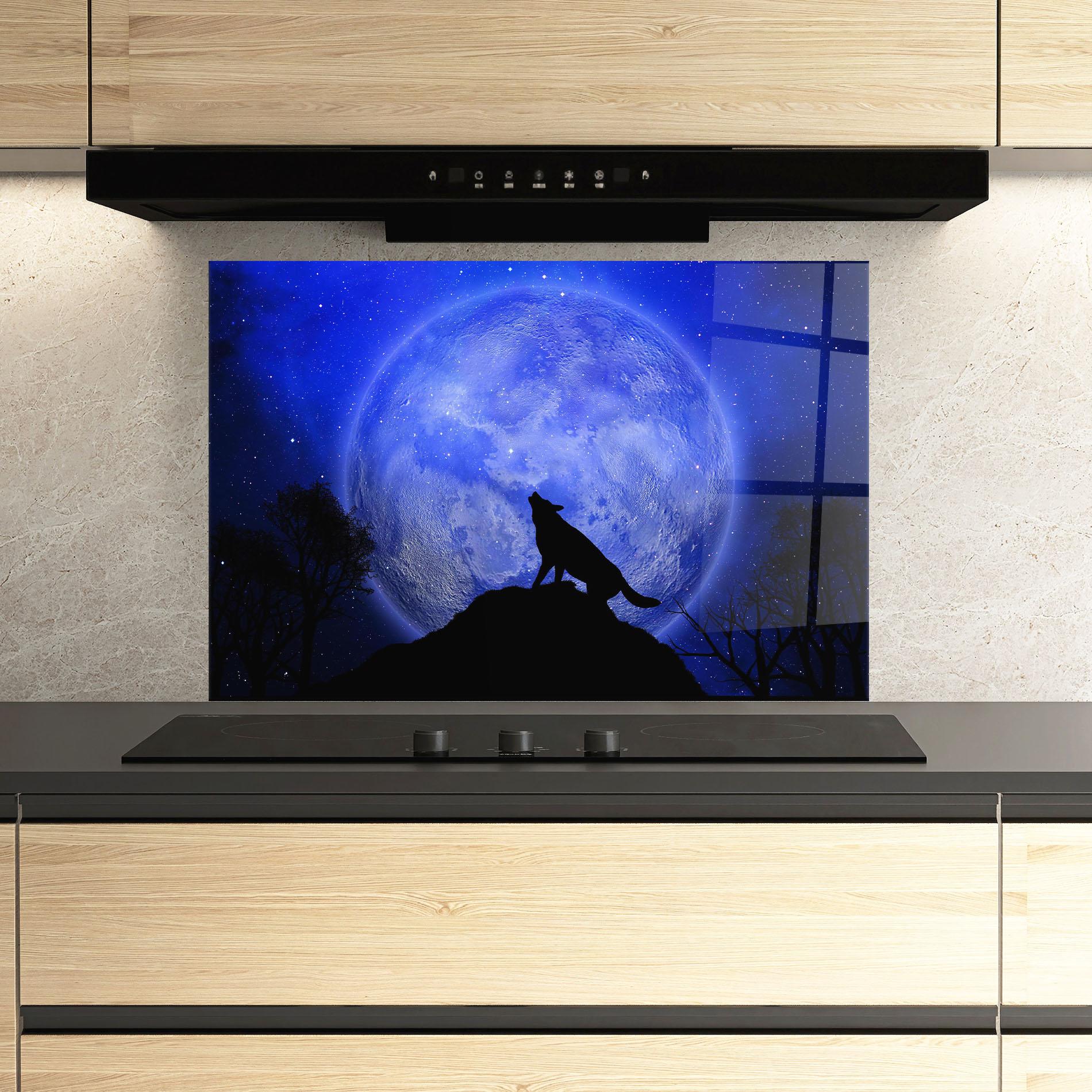 Стъклен панел за кухня Wolf Howling mockup 3