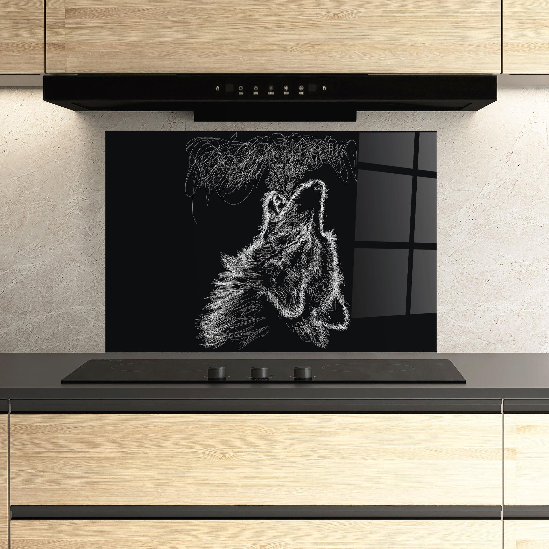 Стъклен панел за кухня Wolf White Line mockup 3