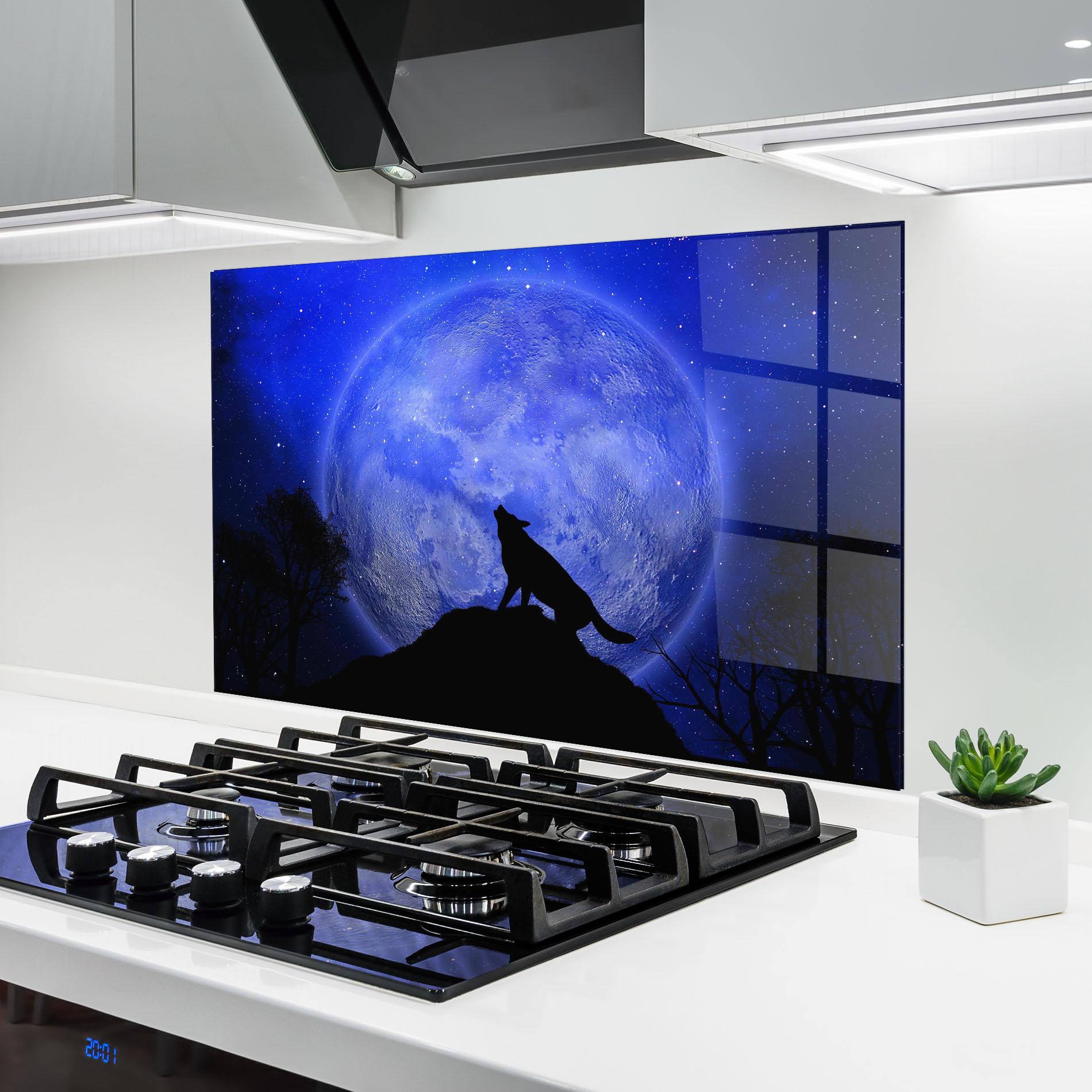 Стъклен панел за кухня Wolf Howling mockup 6