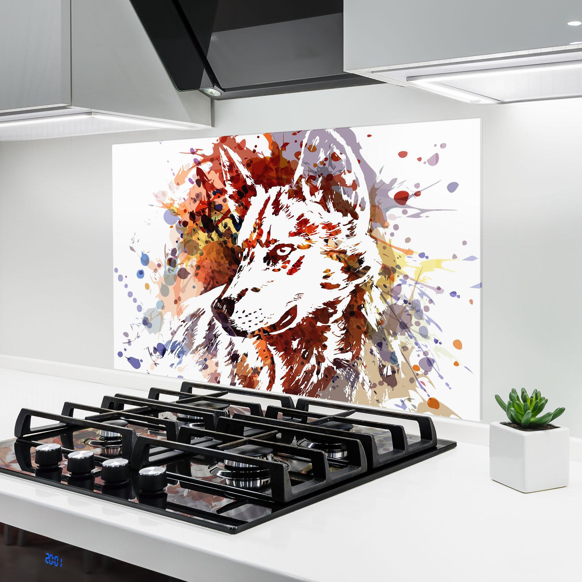 Стъклен панел за кухня Wolf Splash mockup 6