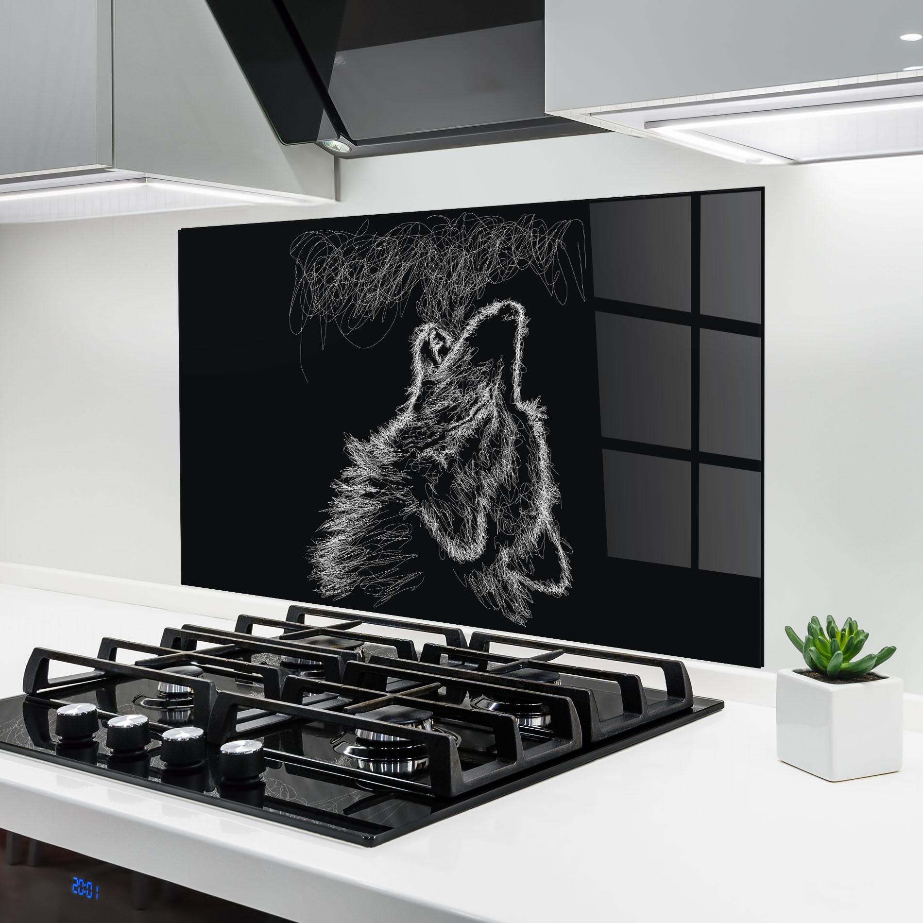 Стъклен панел за кухня Wolf White Line mockup 6