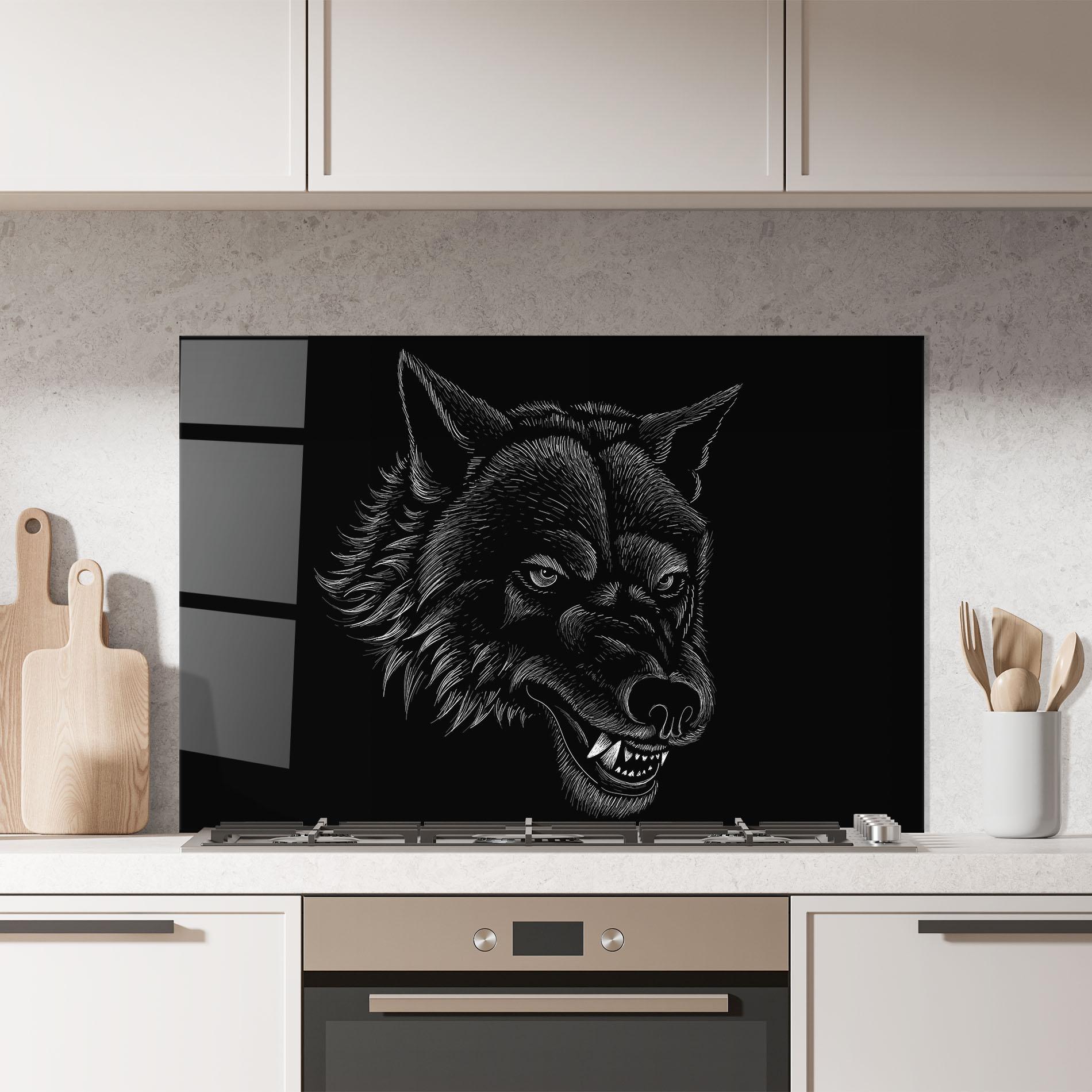 Стъклен панел за кухня Angry Wolf Face mockup 7