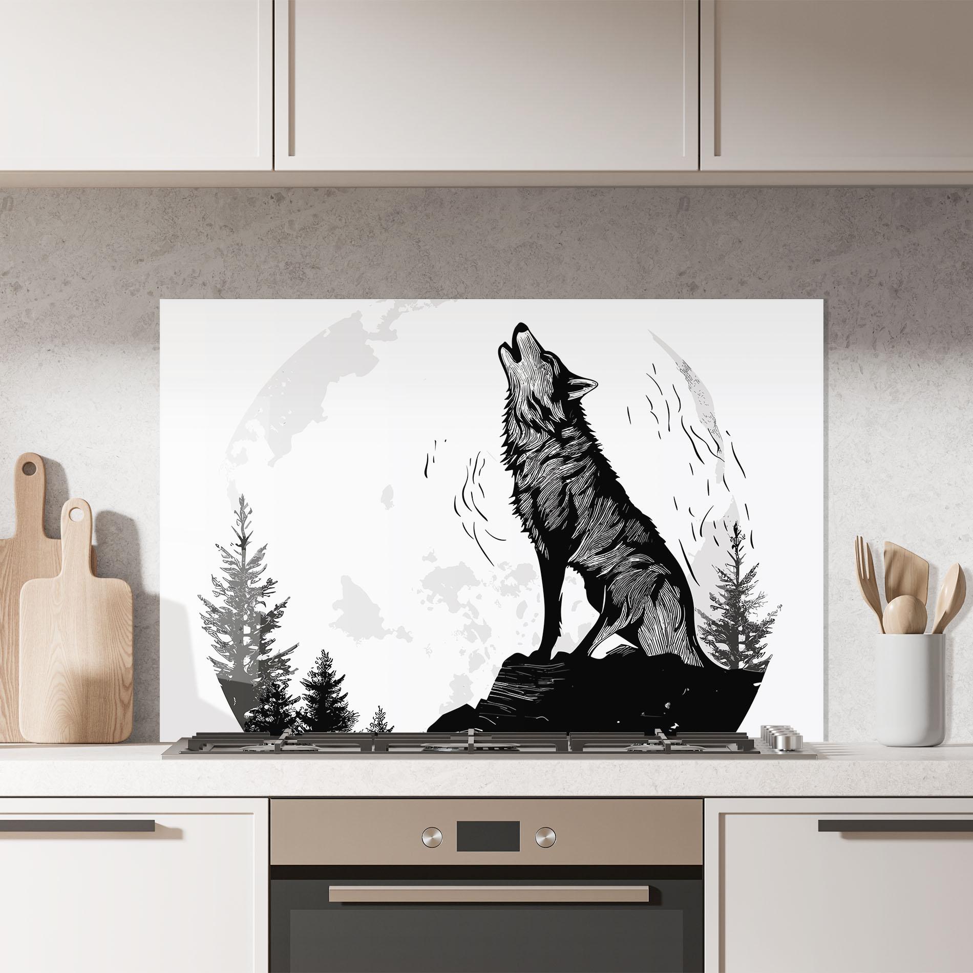 Стъклен панел за кухня Grey Moon Wolf mockup 7