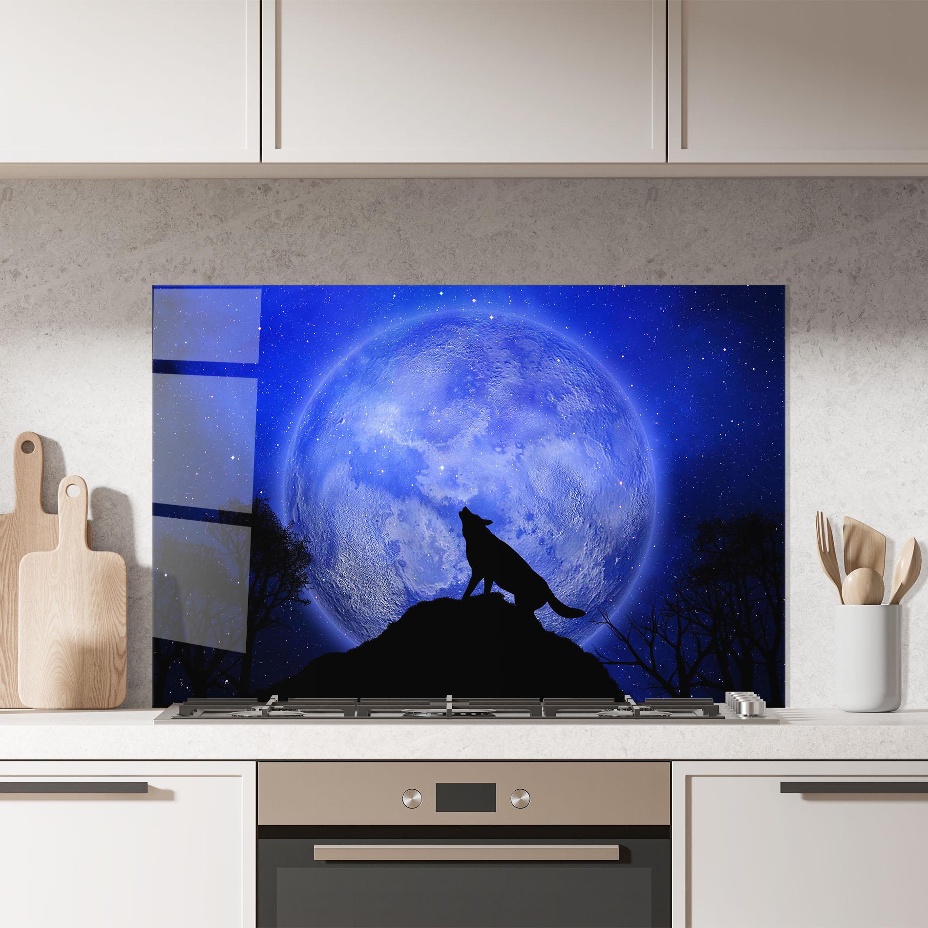 Стъклен панел за кухня Wolf Howling mockup 7